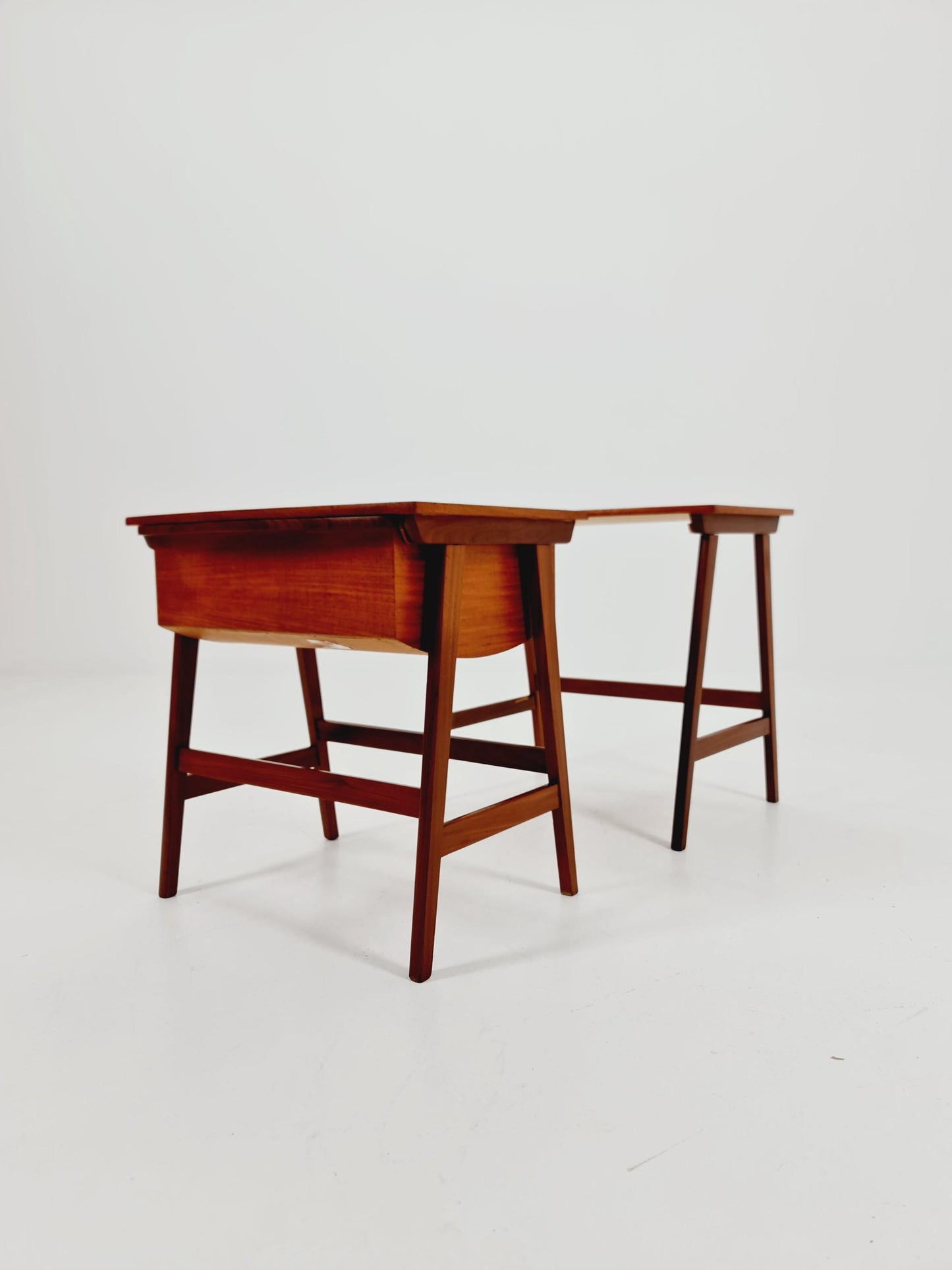 Rare Mid-Century Danish Teak Nesting Tables with sweing table , 1960s, set of 2