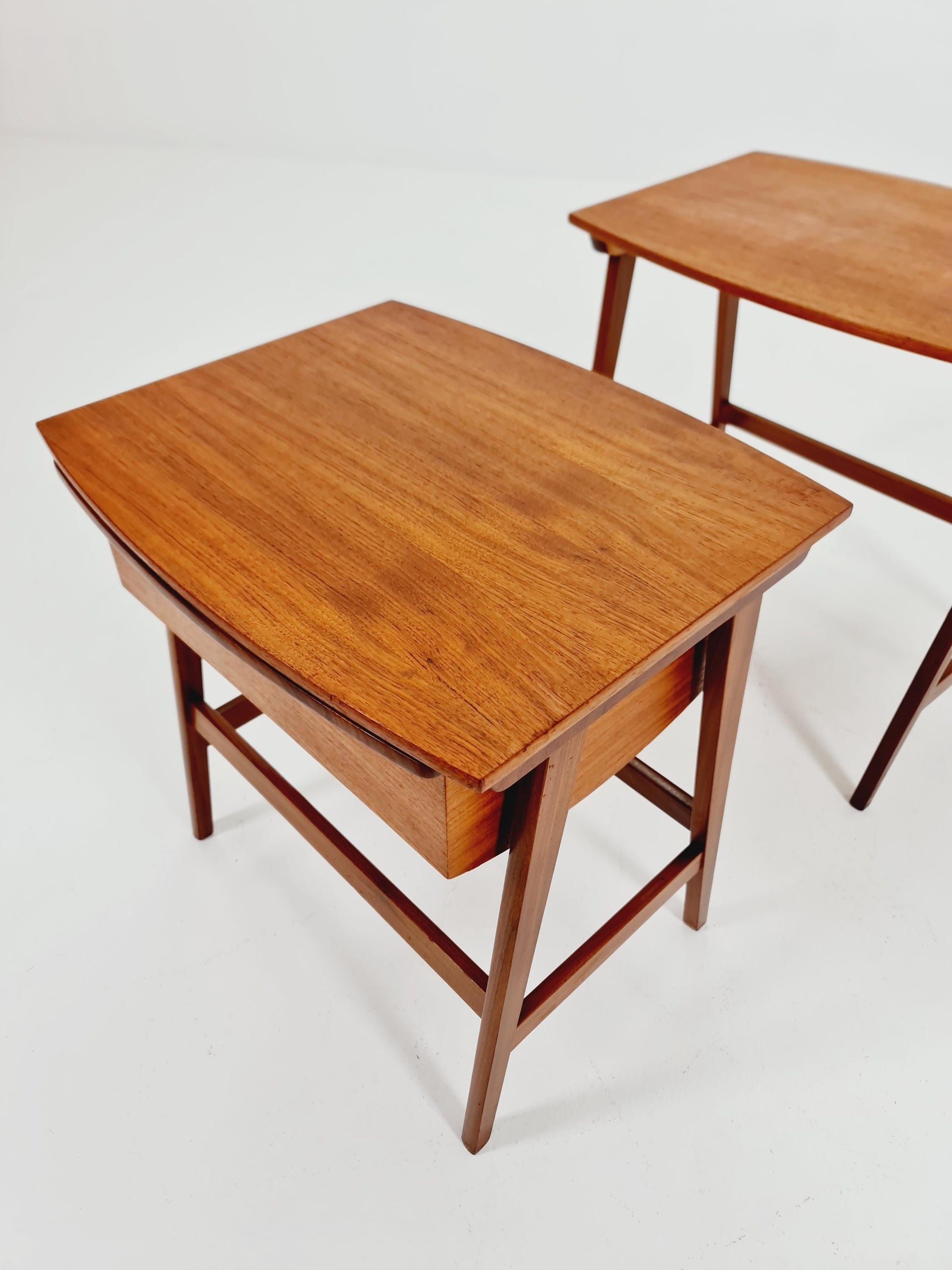 Rare Mid-Century Danish Teak Nesting Tables with sweing table , 1960s, set of 2