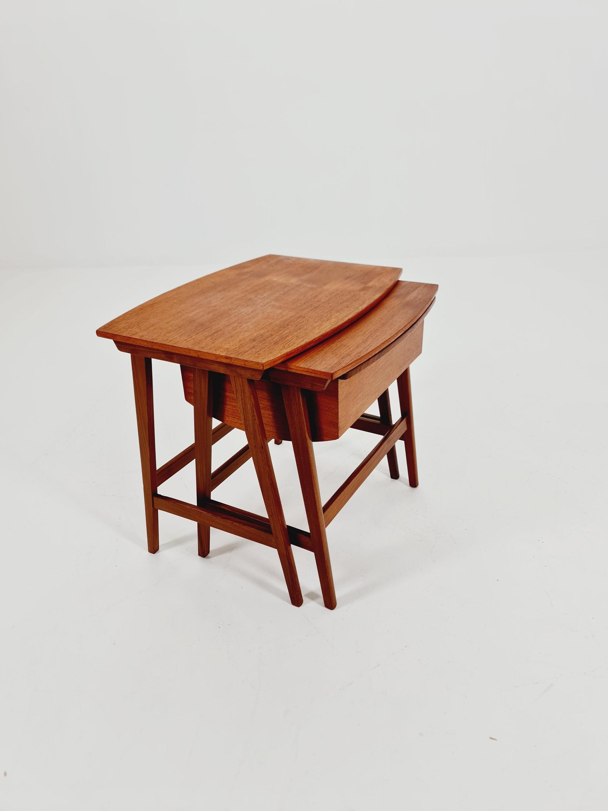 Rare Mid-Century Danish Teak Nesting Tables with sweing table , 1960s, set of 2