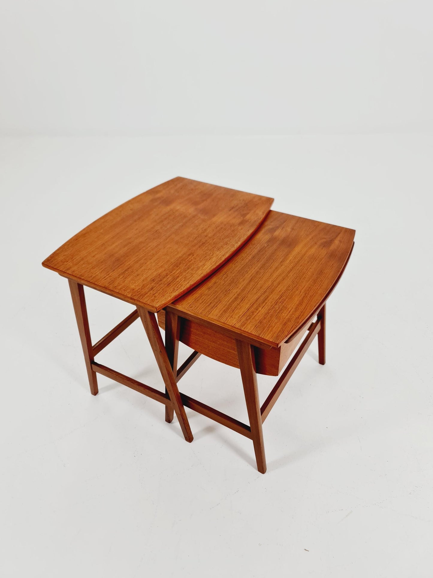 Rare Mid-Century Danish Teak Nesting Tables with sweing table , 1960s, set of 2