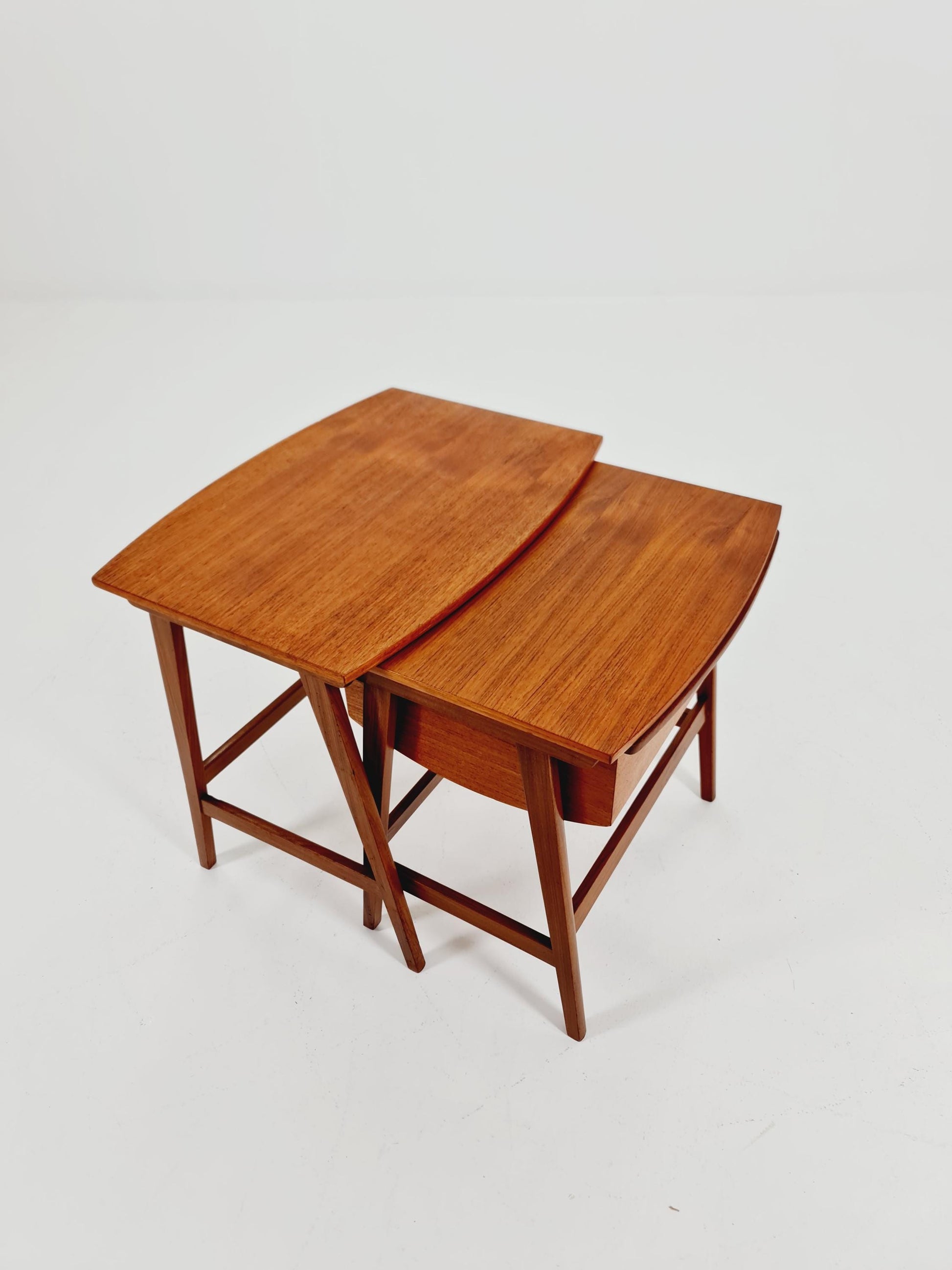Rare Mid-Century Danish Teak Nesting Tables with sweing table , 1960s, set of 2