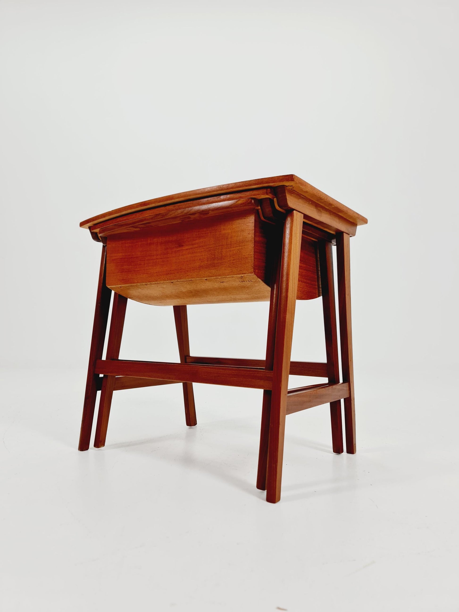 Rare Mid-Century Danish Teak Nesting Tables with sweing table , 1960s, set of 2