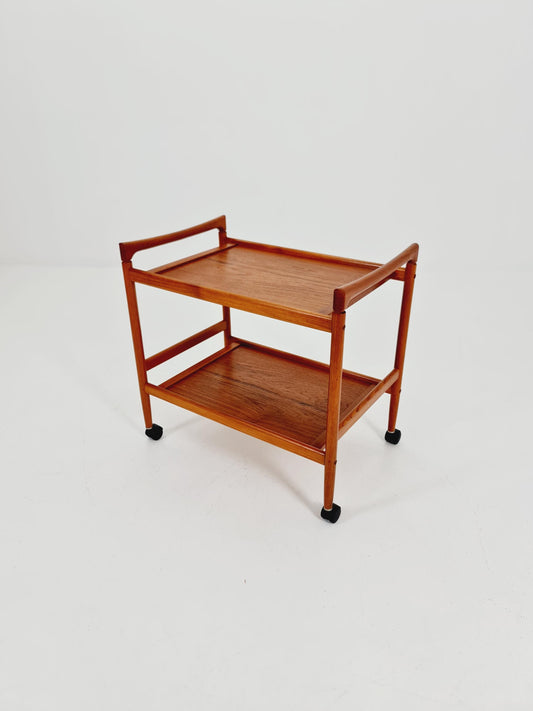 Vintage Danish mid century trolley bar cart in solid teak By Dyrlund, 1960s