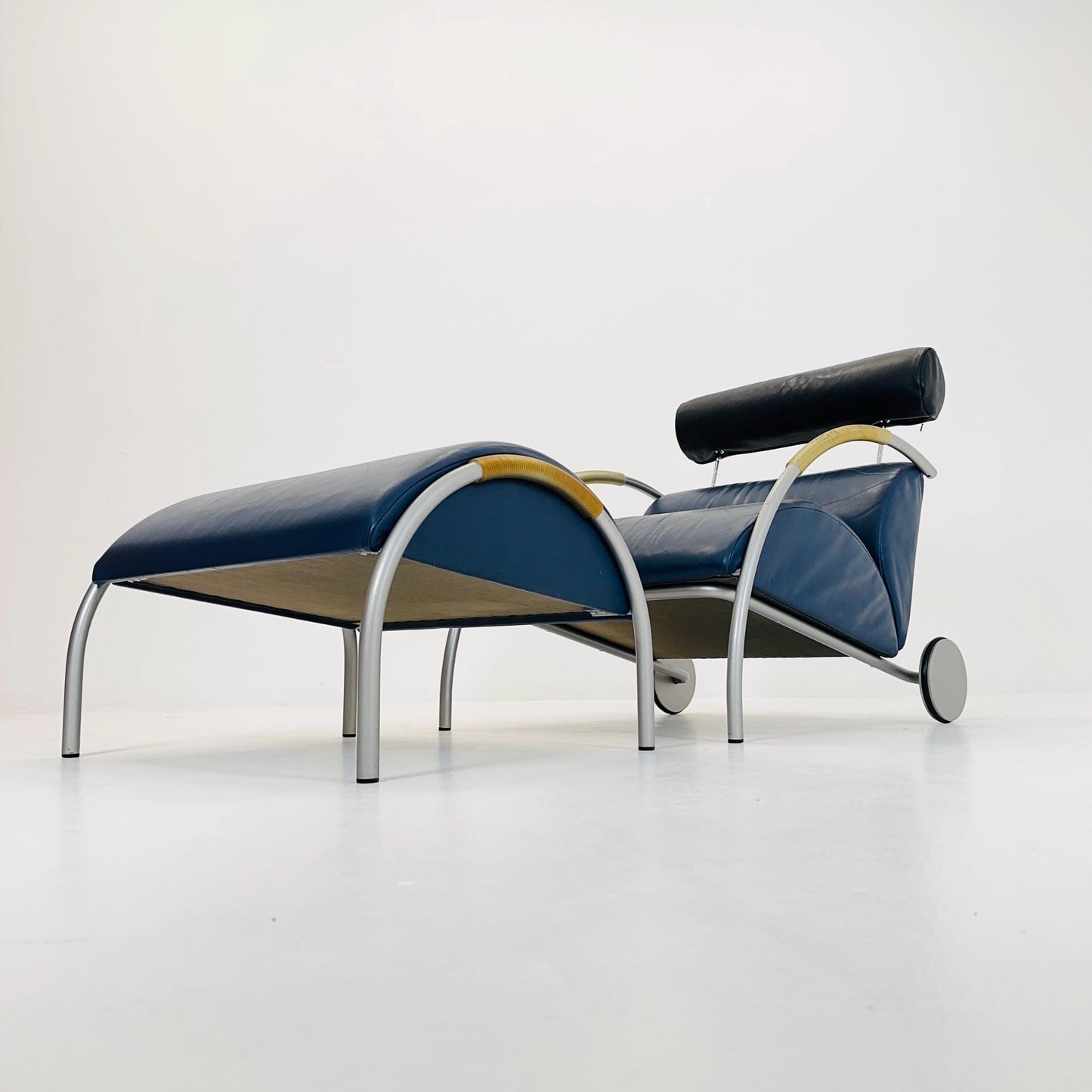 Mid century “Zyklus” blue edition armchair with ottoman by Peter Maly for Cor, 1984,Germany