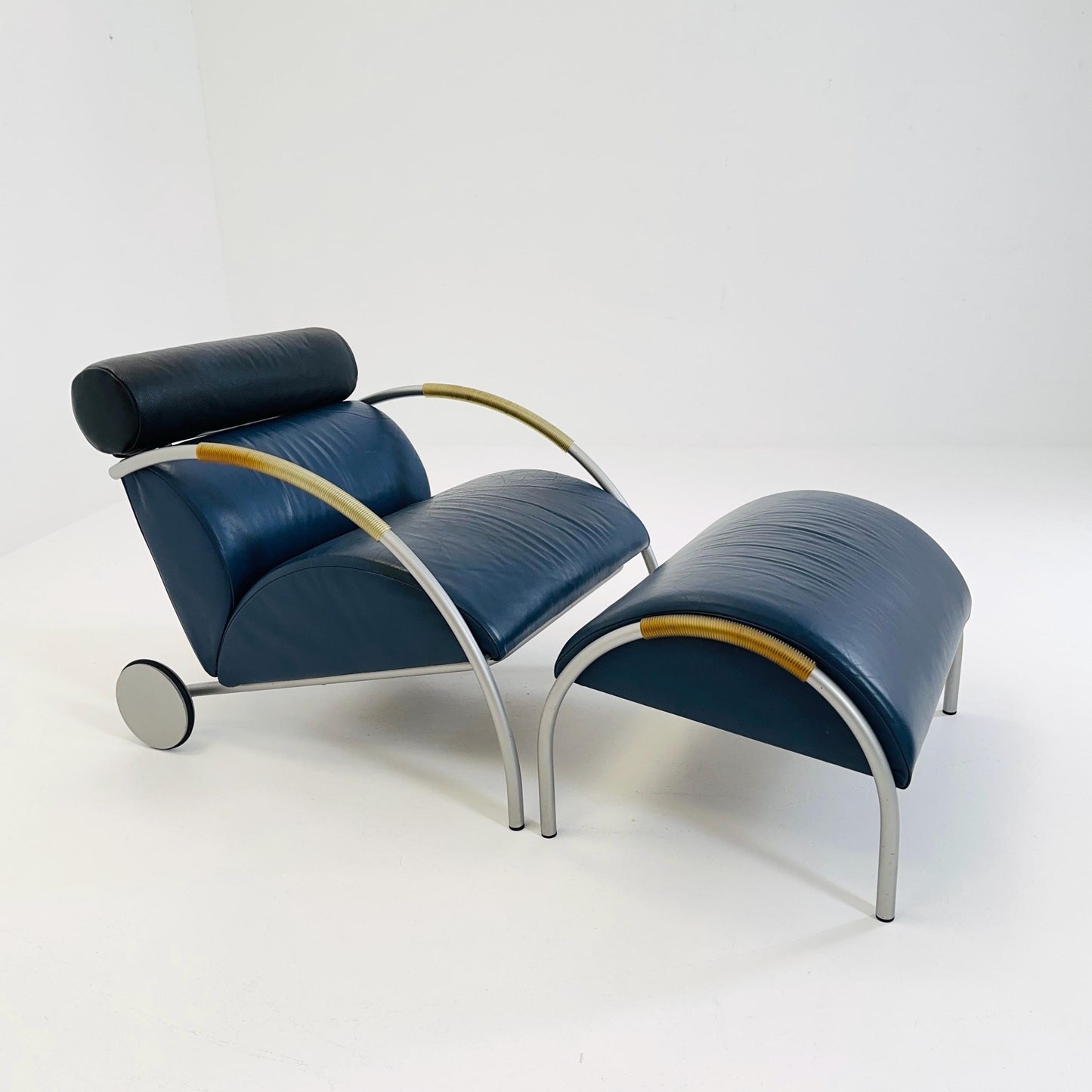 Mid century “Zyklus” blue edition armchair with ottoman by Peter Maly for Cor, 1984,Germany