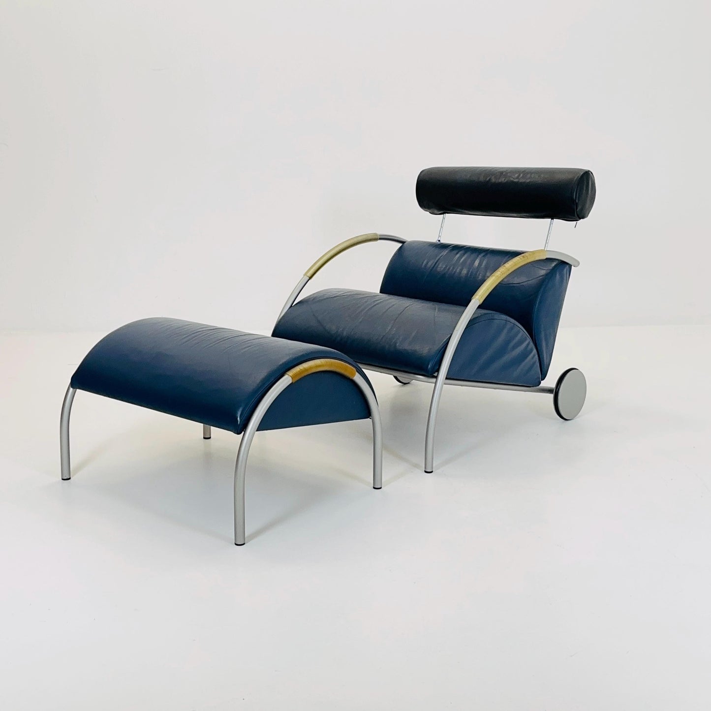 Mid century “Zyklus” blue edition armchair with ottoman by Peter Maly for Cor, 1984,Germany