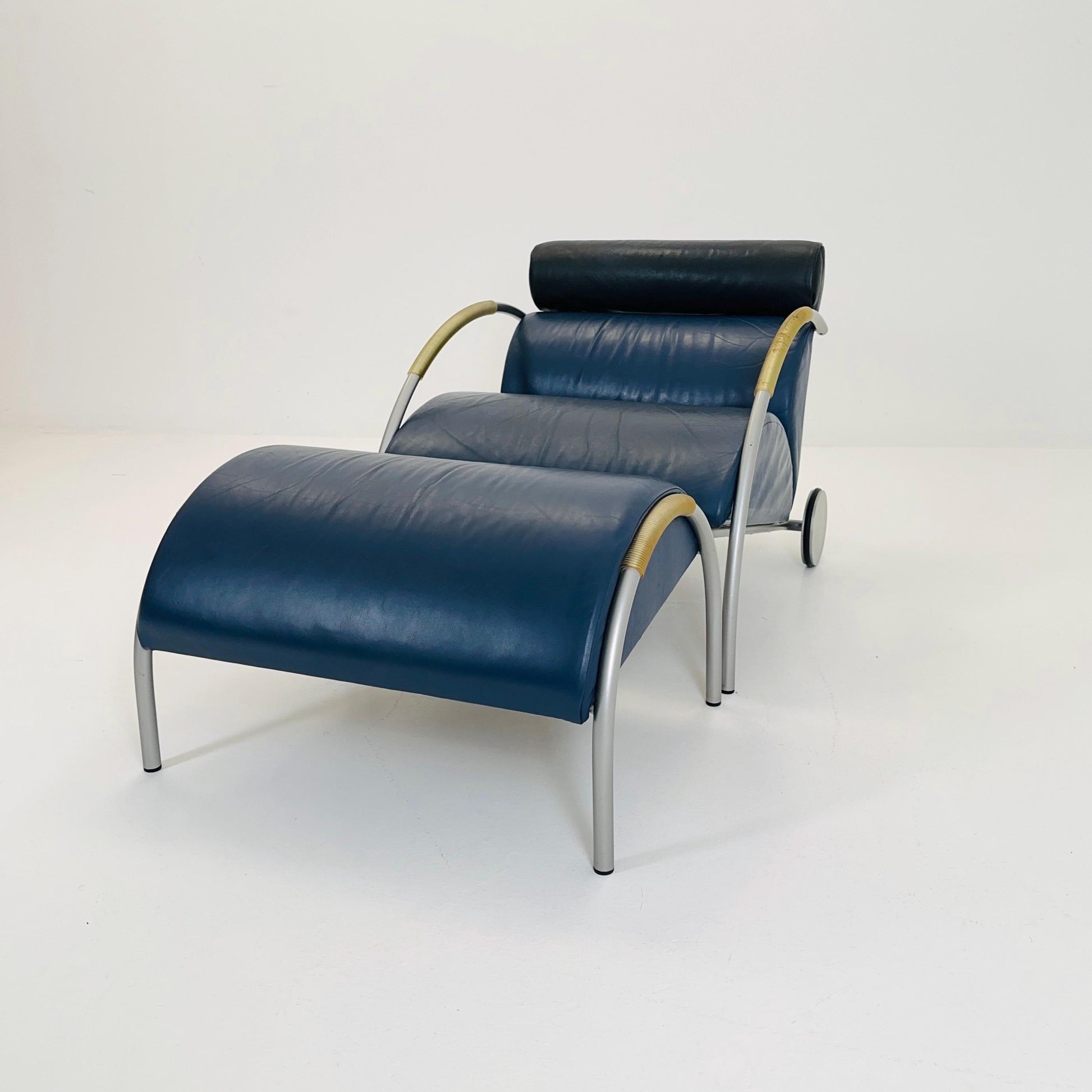 Mid century “Zyklus” blue edition armchair with ottoman by Peter Maly for Cor, 1984,Germany