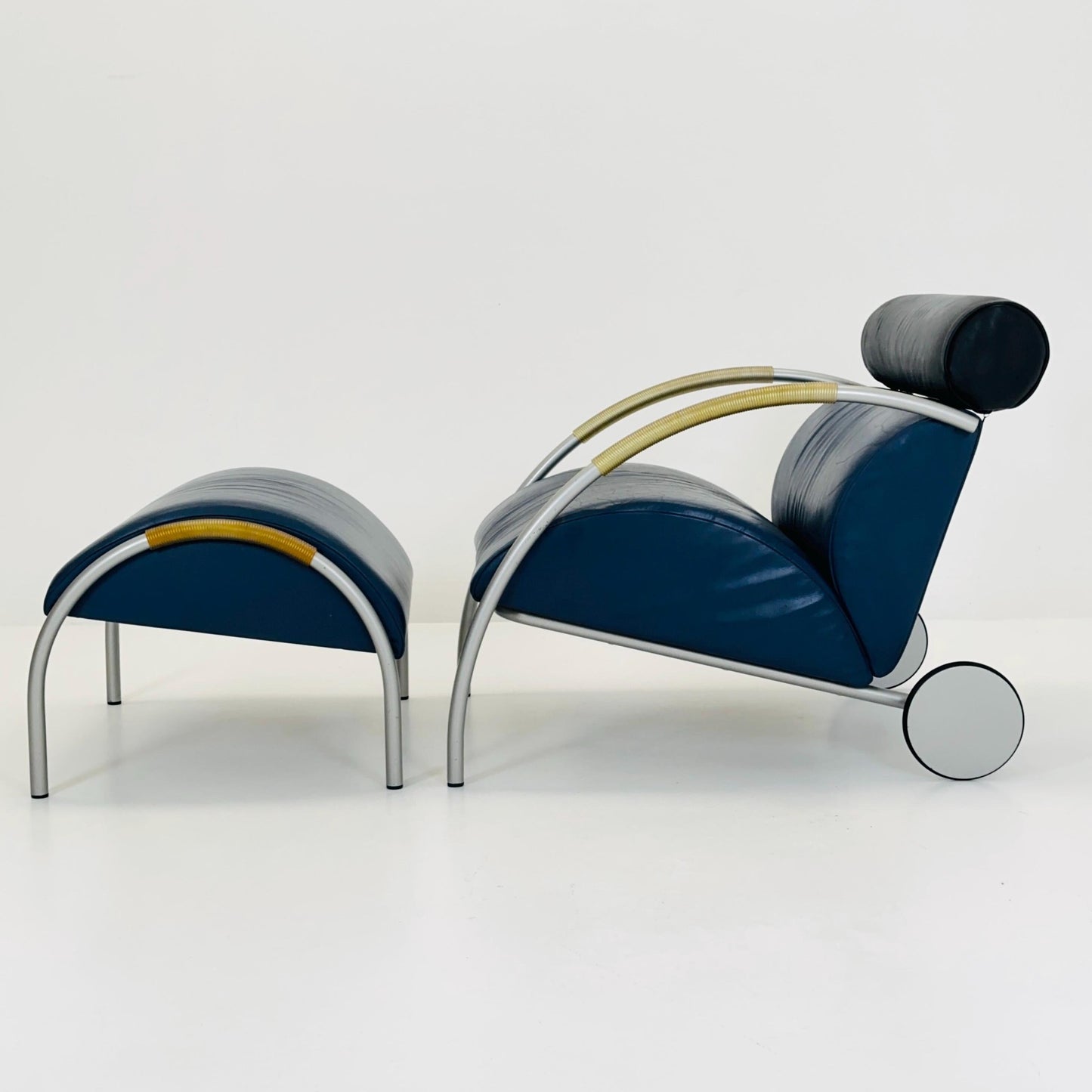 Mid century “Zyklus” blue edition armchair with ottoman by Peter Maly for Cor, 1984,Germany