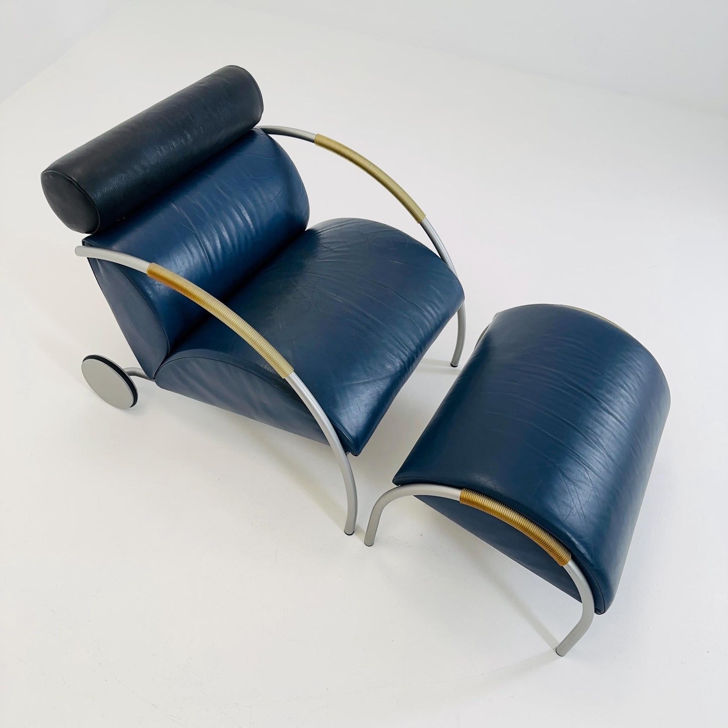 Mid century “Zyklus” blue edition armchair with ottoman by Peter Maly for Cor, 1984,Germany