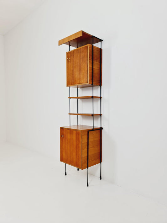 Mid century Teak shelving unit by Hilker for Omnia with light , Germany 1960s