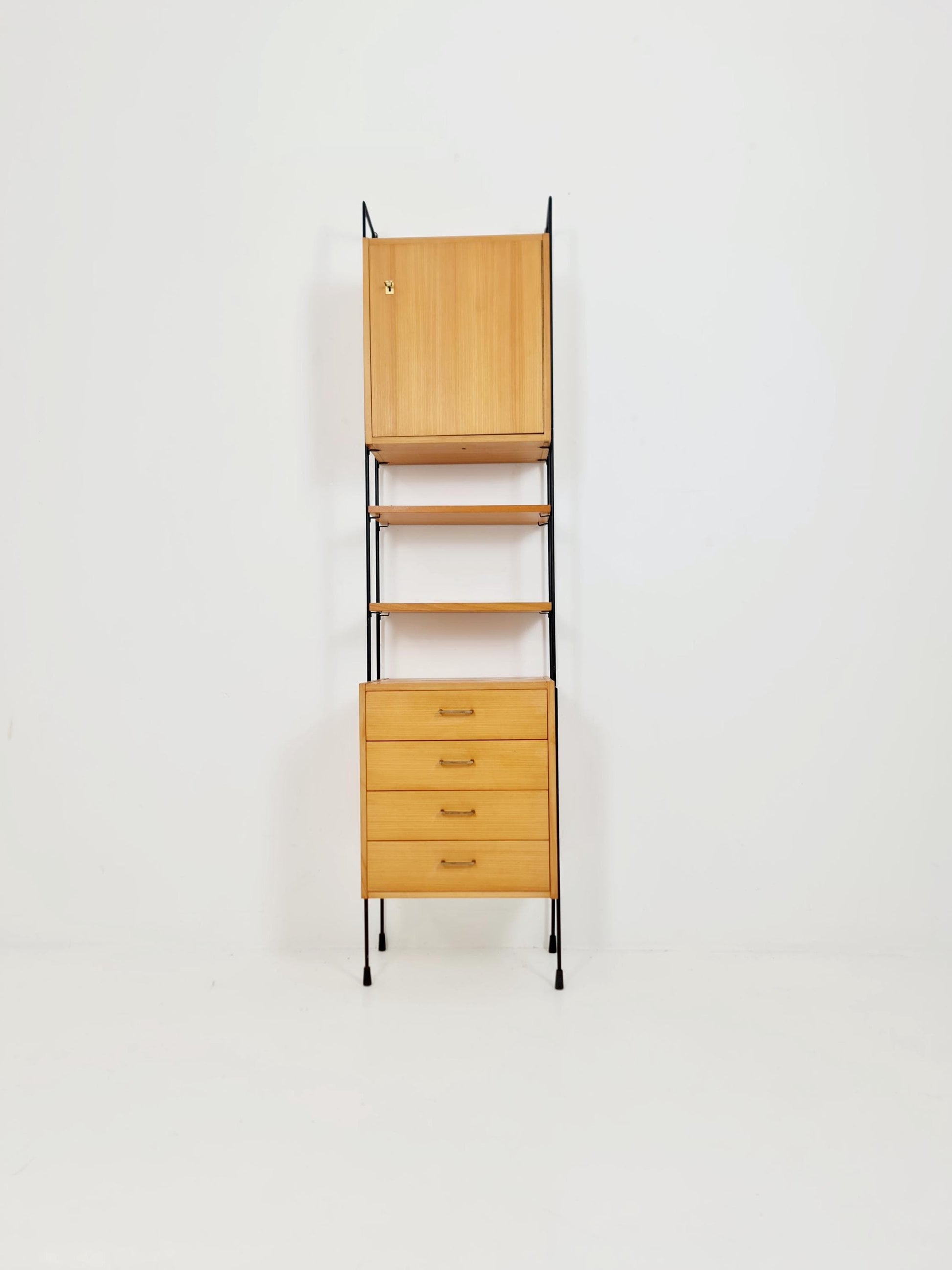 Mid century ash wood shelving unit by Hilker for Omnia, Germany 1960s