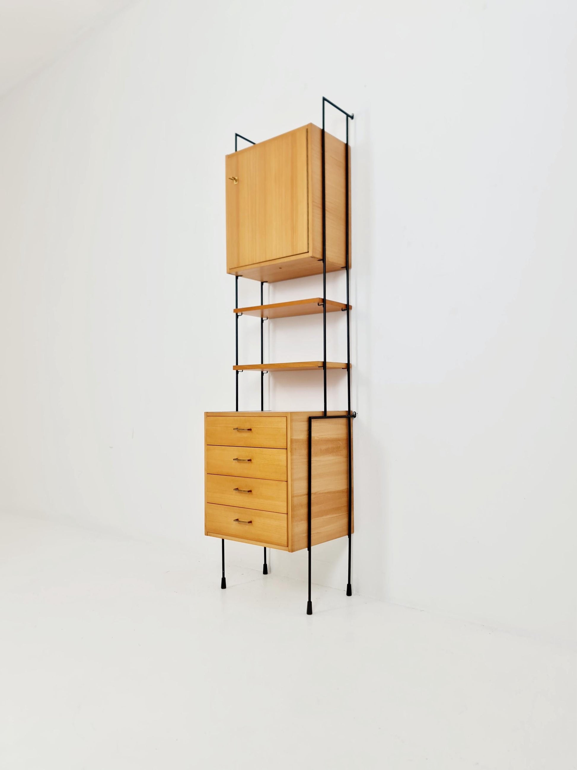 Mid century ash wood shelving unit by Hilker for Omnia, Germany 1960s