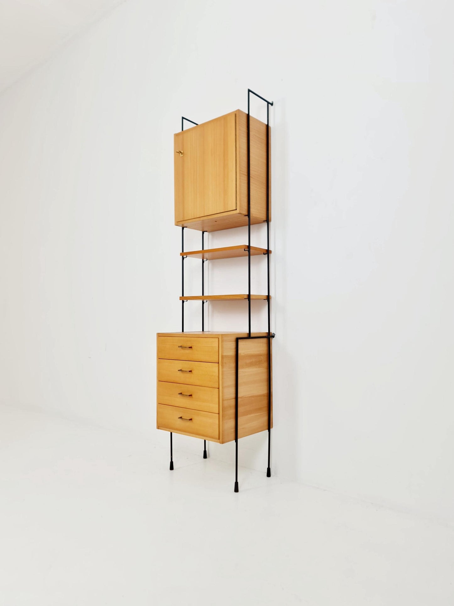 Mid century ash wood shelving unit by Hilker for Omnia, Germany 1960s