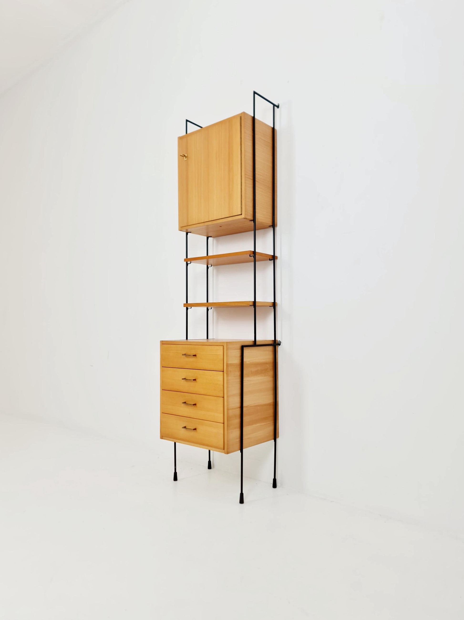Mid century ash wood shelving unit by Hilker for Omnia, Germany 1960s