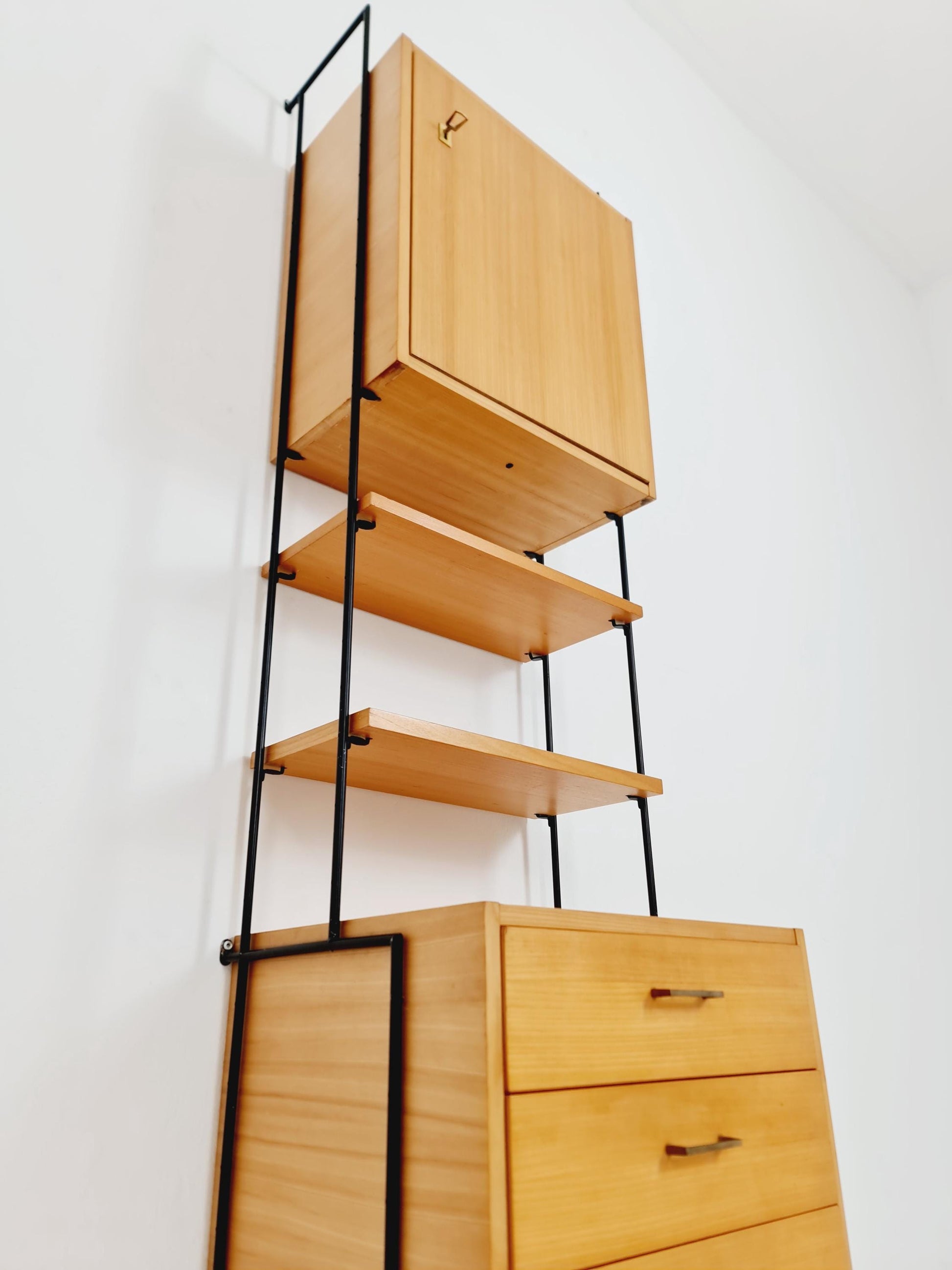 Mid century ash wood shelving unit by Hilker for Omnia, Germany 1960s