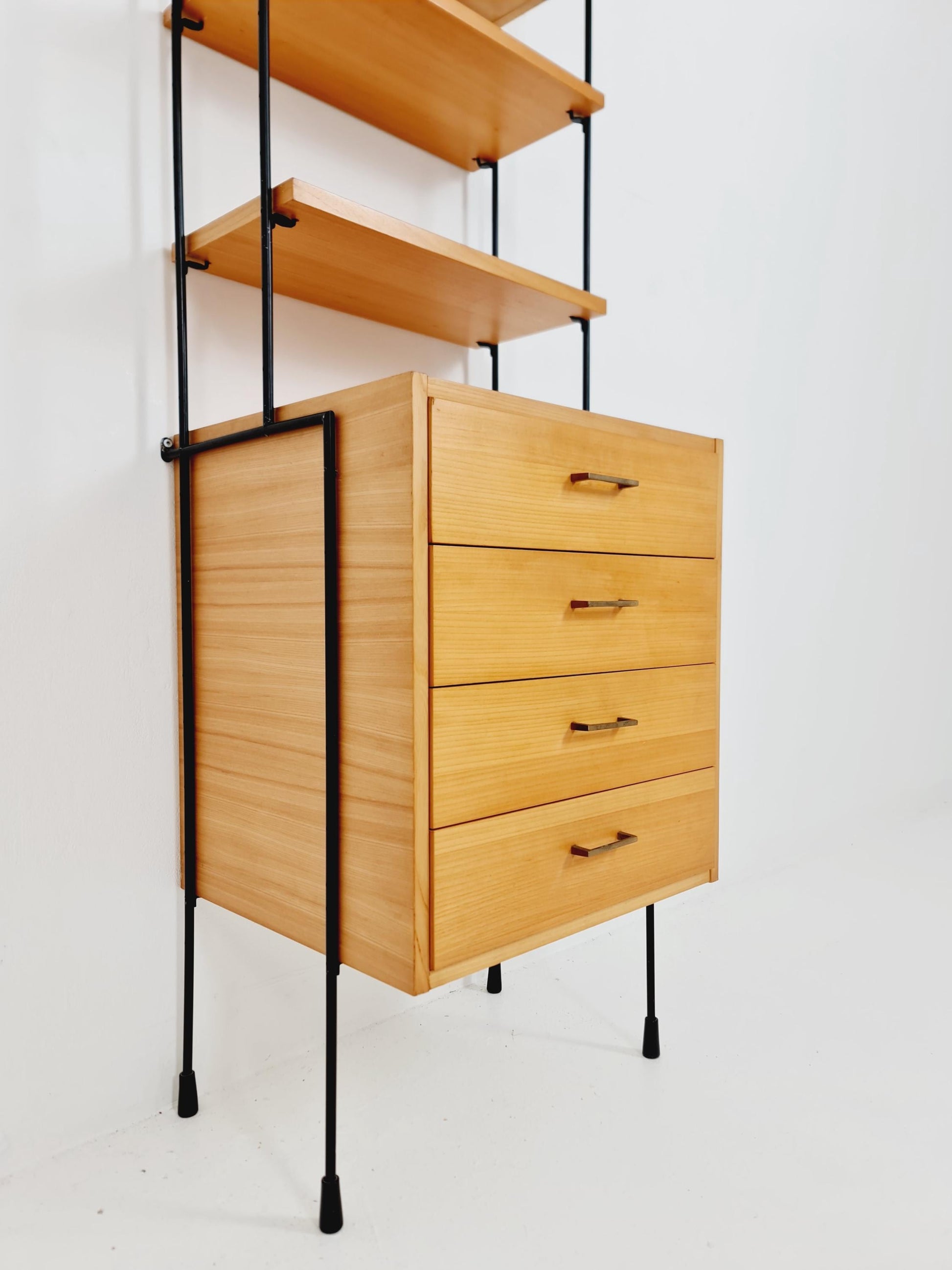 Mid century ash wood shelving unit by Hilker for Omnia, Germany 1960s