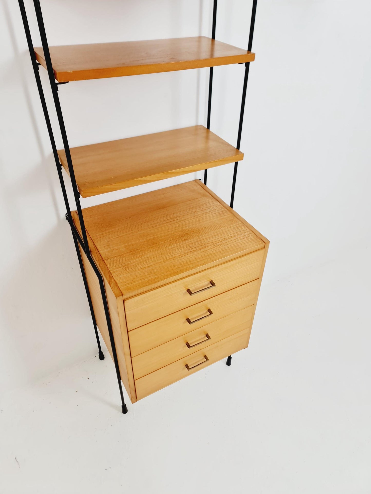 Mid century ash wood shelving unit by Hilker for Omnia, Germany 1960s