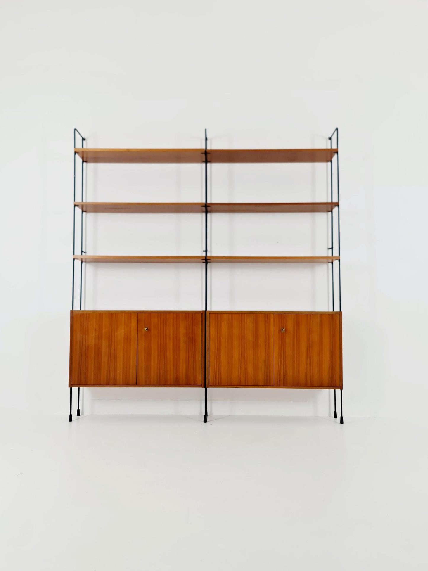 Mid century teak wall shelving unit by Hilker for Omnia, Germany, 1960s