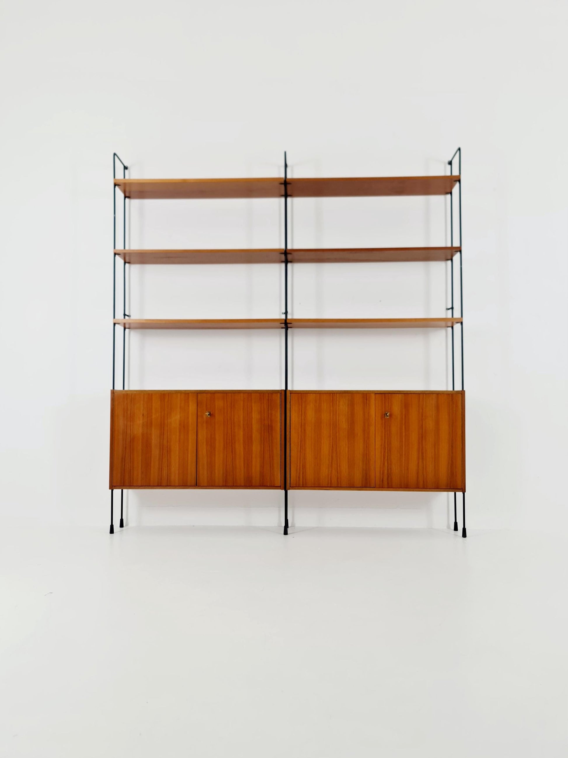 Mid century teak wall shelving unit by Hilker for Omnia, Germany, 1960s