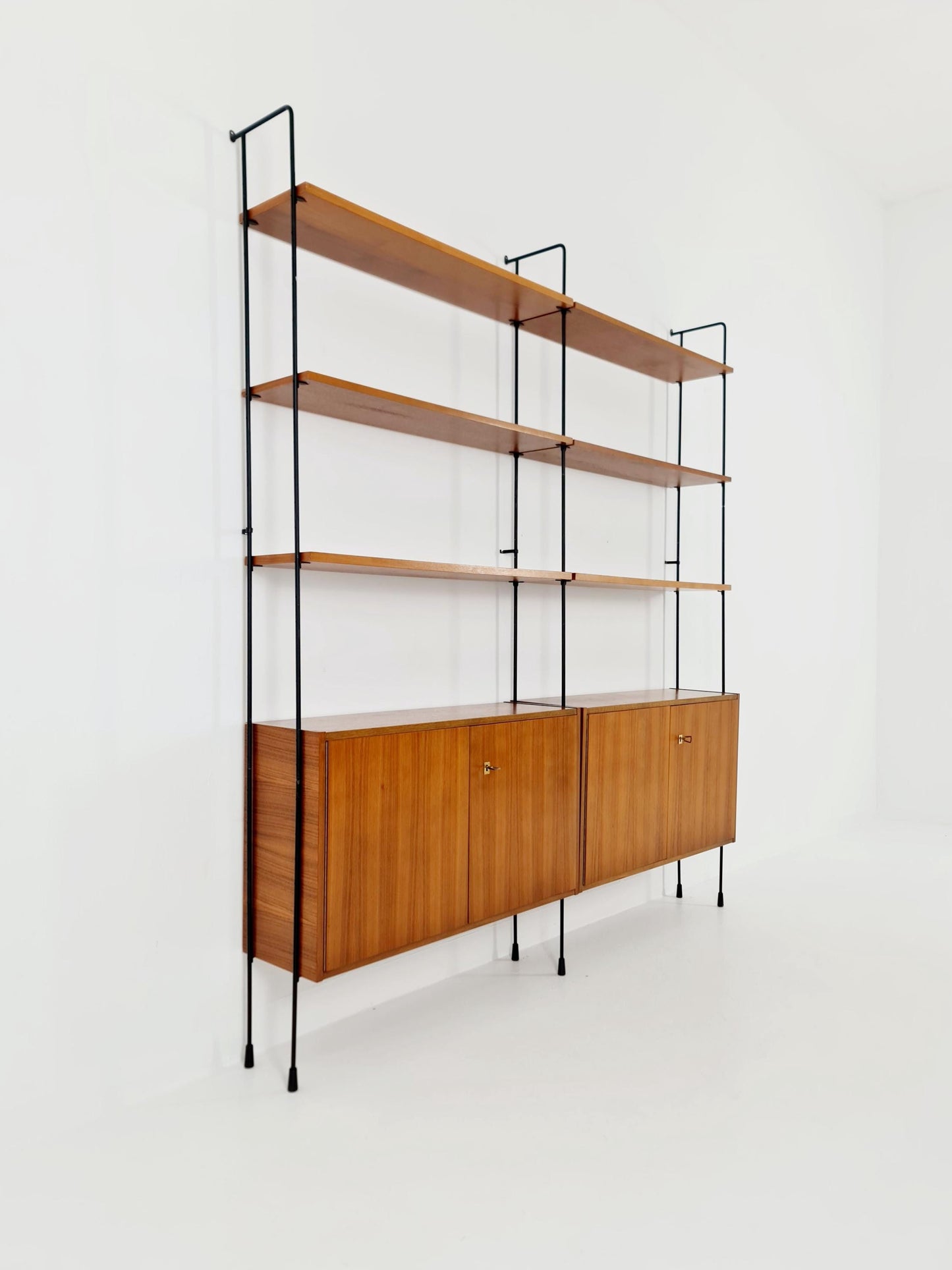 Mid century teak wall shelving unit by Hilker for Omnia, Germany, 1960s