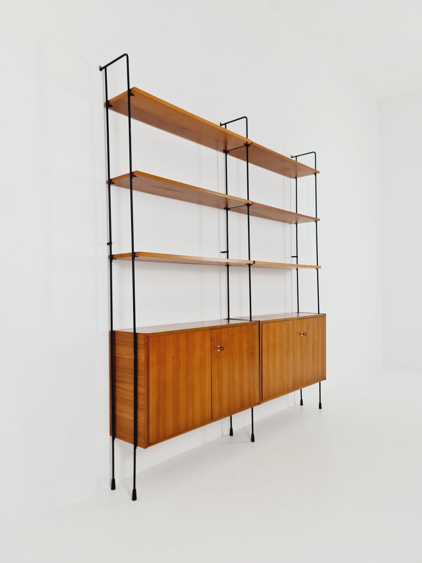 Mid century teak wall shelving unit by Hilker for Omnia, Germany, 1960s