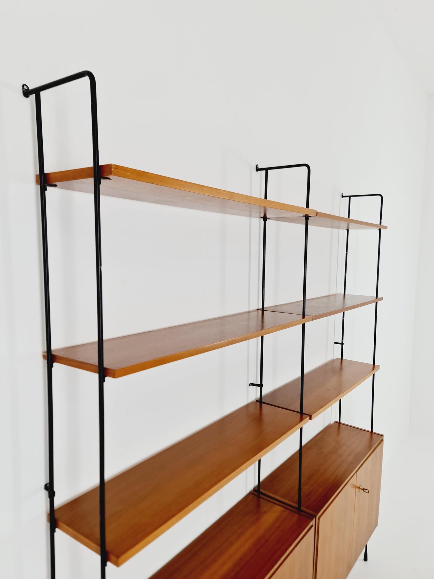 Mid century teak wall shelving unit by Hilker for Omnia, Germany, 1960s