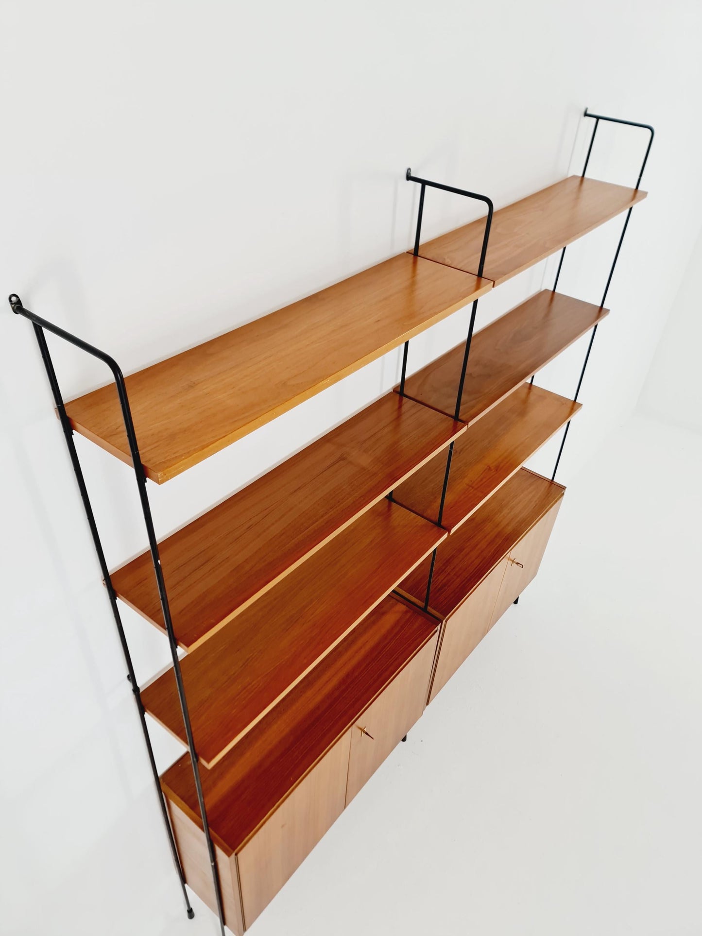 Mid century teak wall shelving unit by Hilker for Omnia, Germany, 1960s