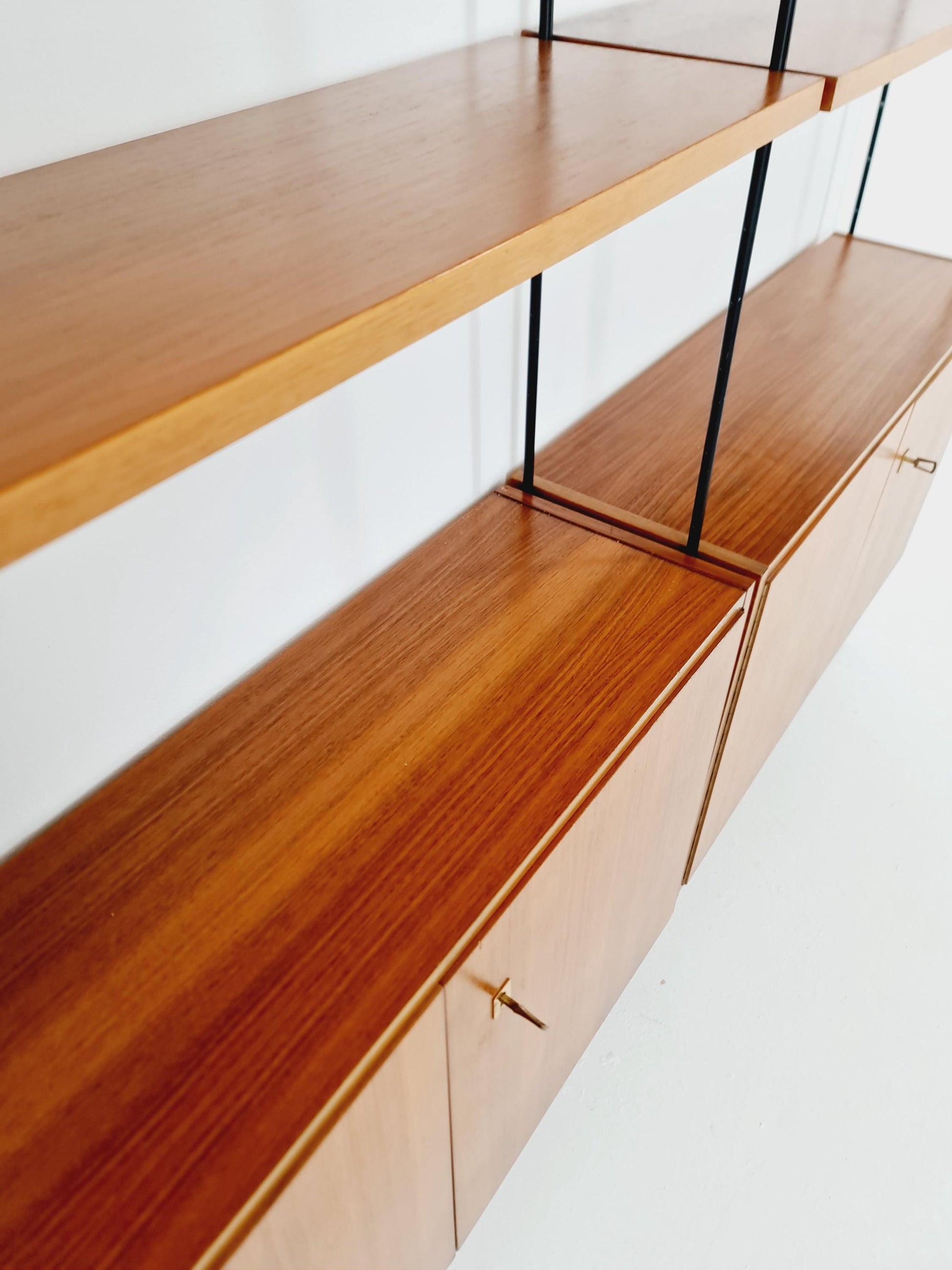 Mid century teak wall shelving unit by Hilker for Omnia, Germany, 1960s