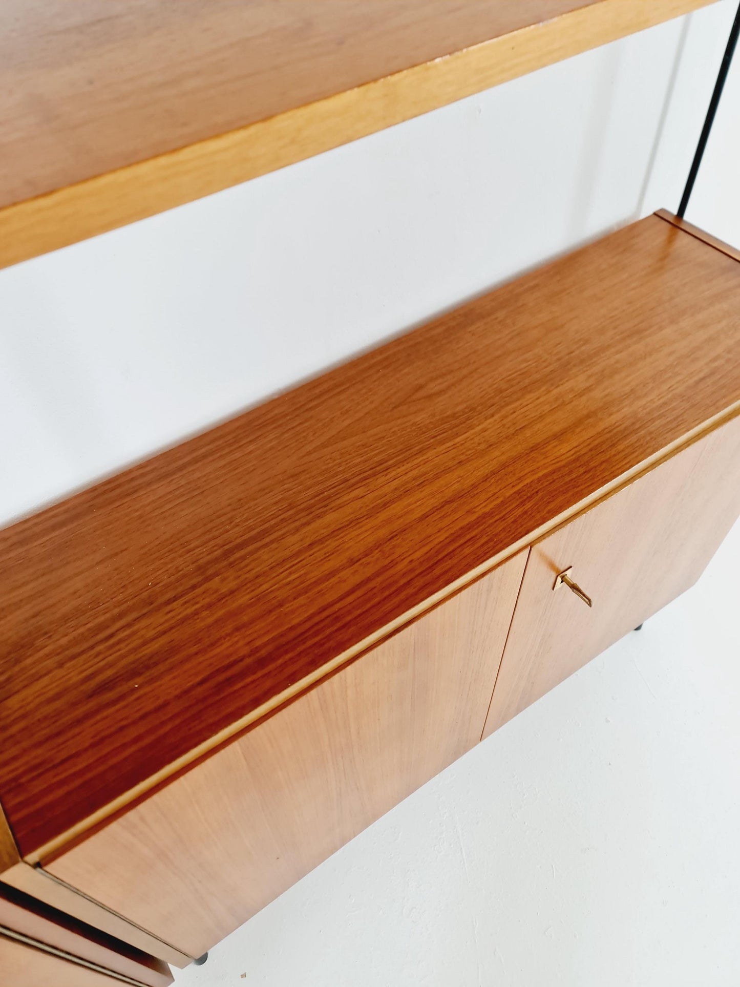 Mid century teak wall shelving unit by Hilker for Omnia, Germany, 1960s