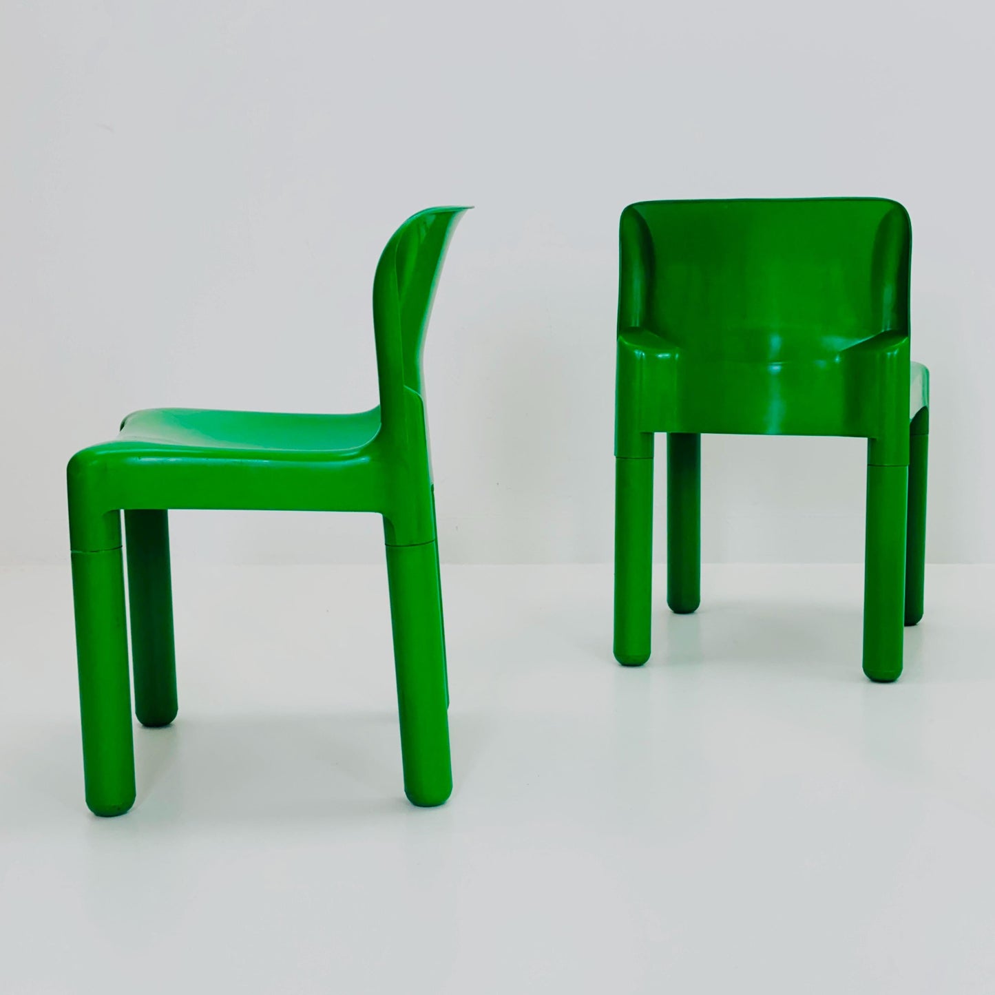 Set of 4 Spaceage Retro Green 4875 Chairs by Carlo Bartoli for Kartell, Italy, 1970s