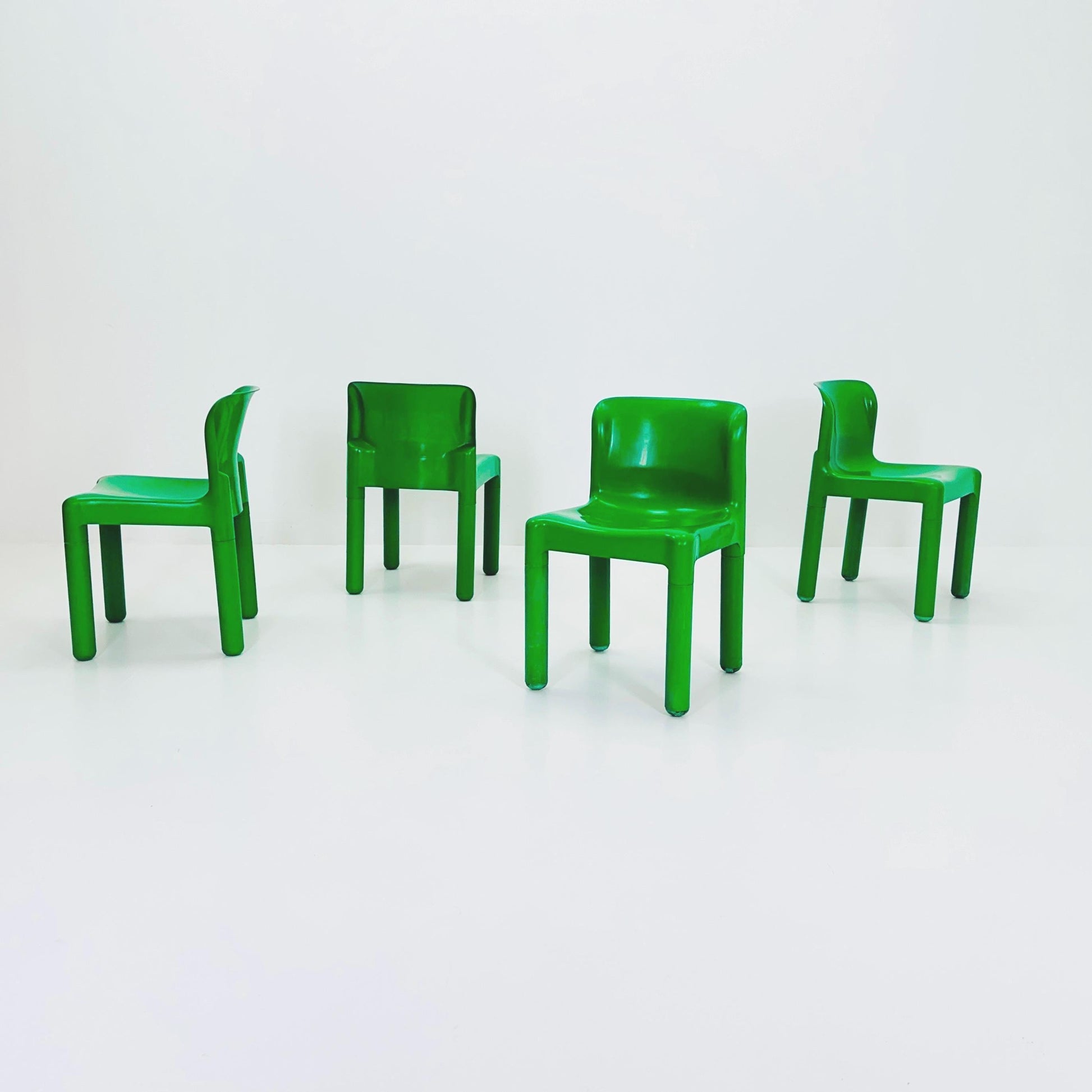 Set of 4 Spaceage Retro Green 4875 Chairs by Carlo Bartoli for Kartell, Italy, 1970s