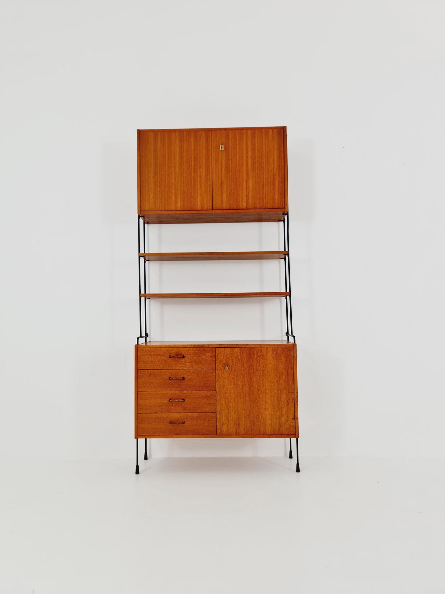 Mid century Teak wall shelving unit by Hilker for Omnia, Germany, 1960s