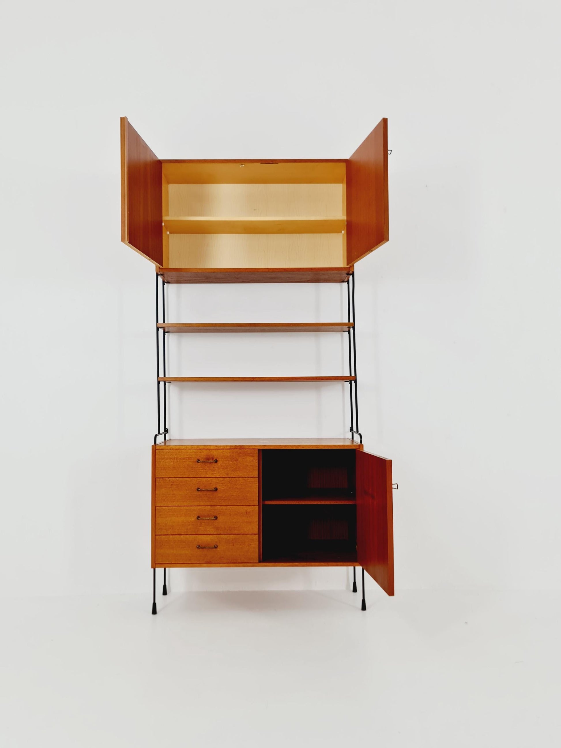 Mid century Teak wall shelving unit by Hilker for Omnia, Germany, 1960s