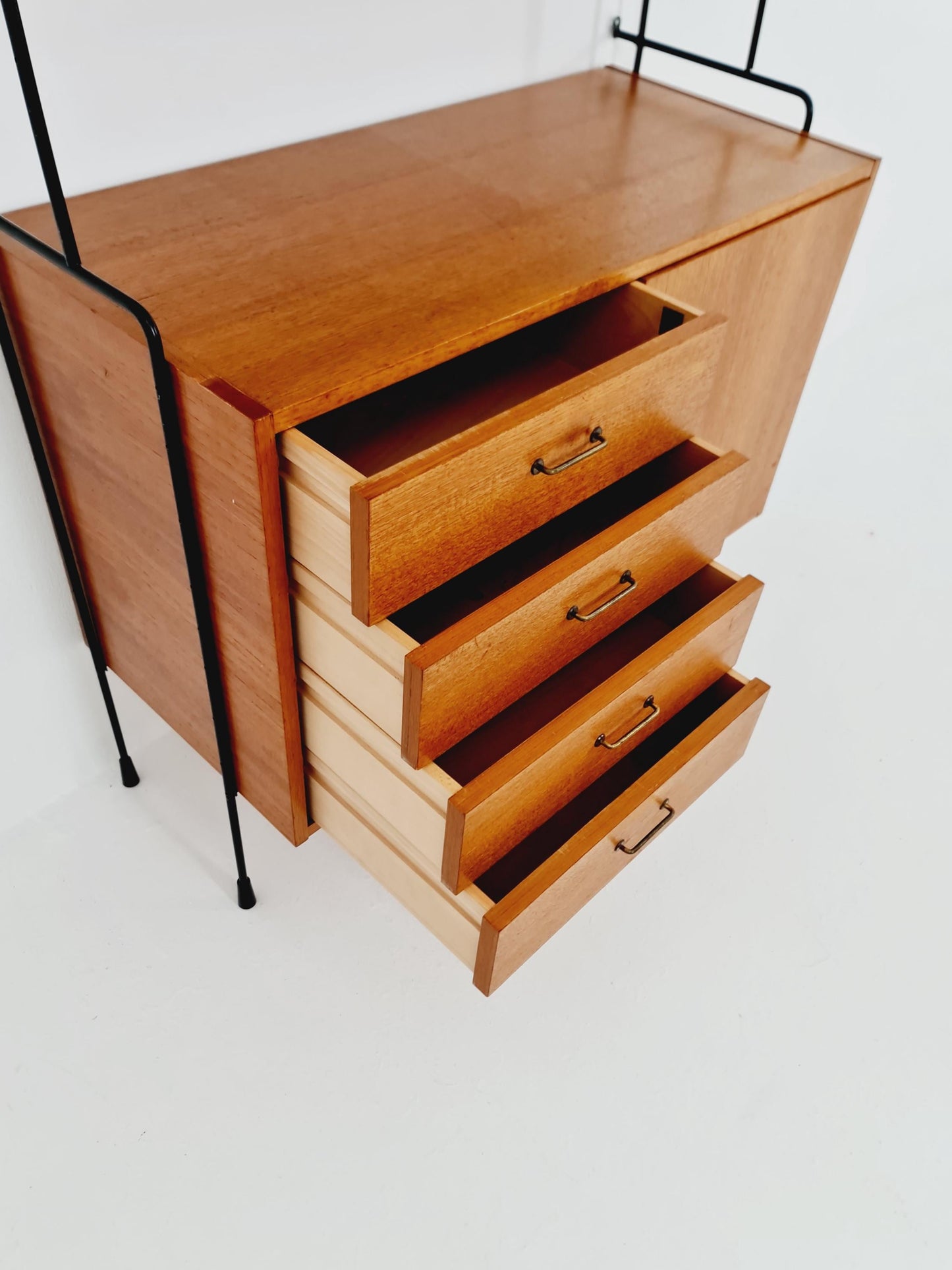 Mid century Teak wall shelving unit by Hilker for Omnia, Germany, 1960s