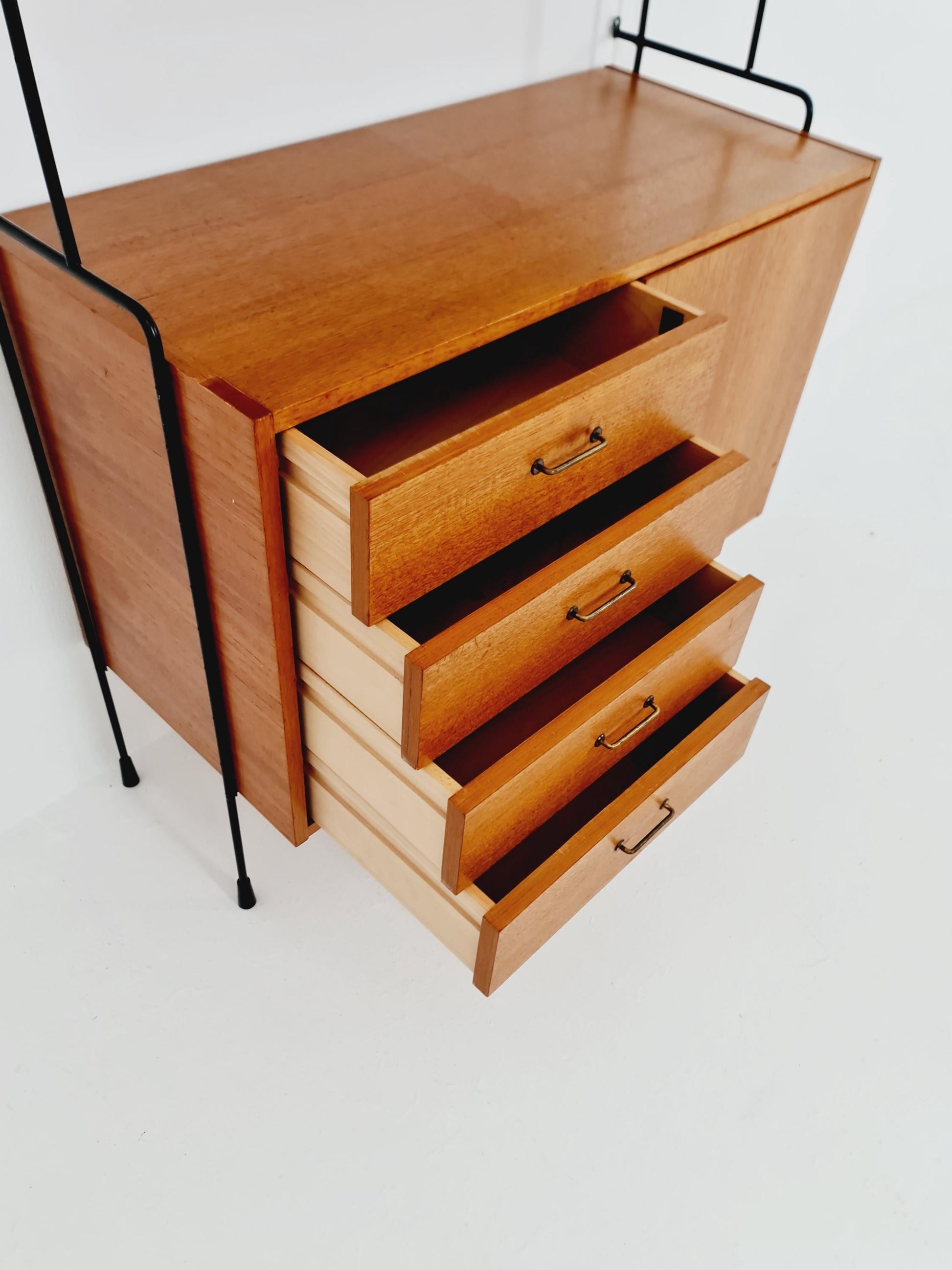 Mid century Teak wall shelving unit by Hilker for Omnia, Germany, 1960s