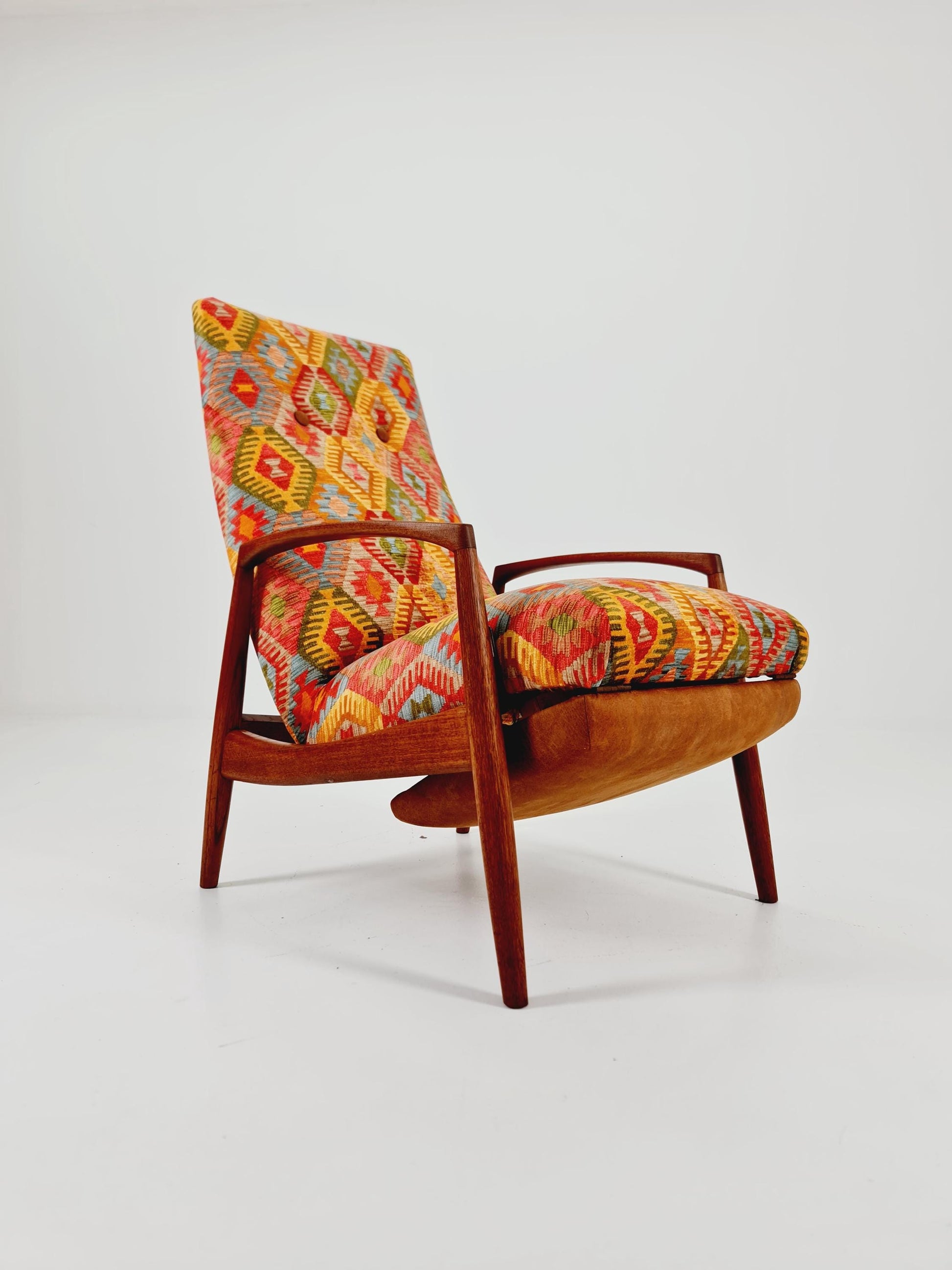 Rare Danish Teak loungeChair with foot Rest ,1950s