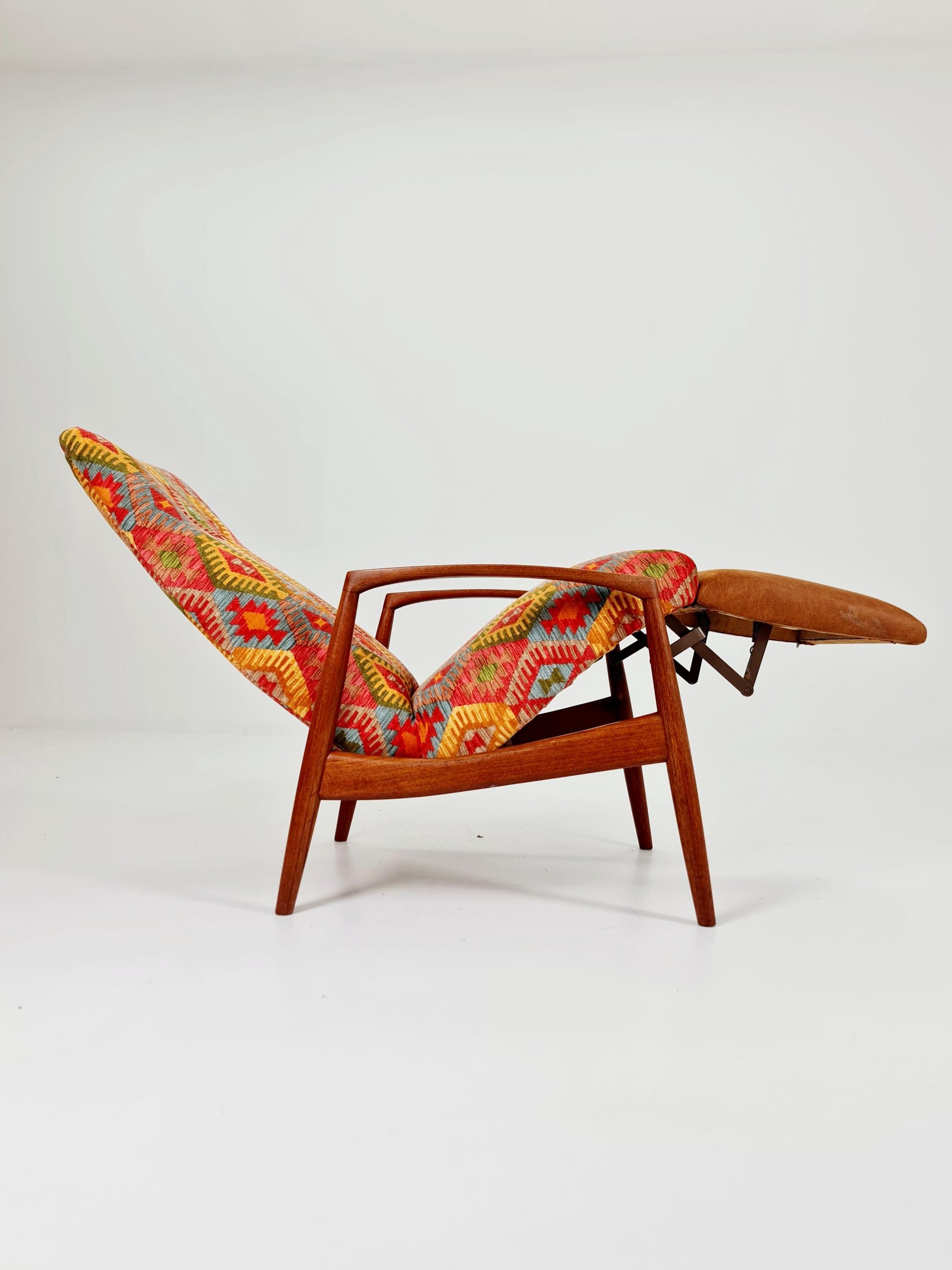 Rare Danish Teak loungeChair with foot Rest ,1950s