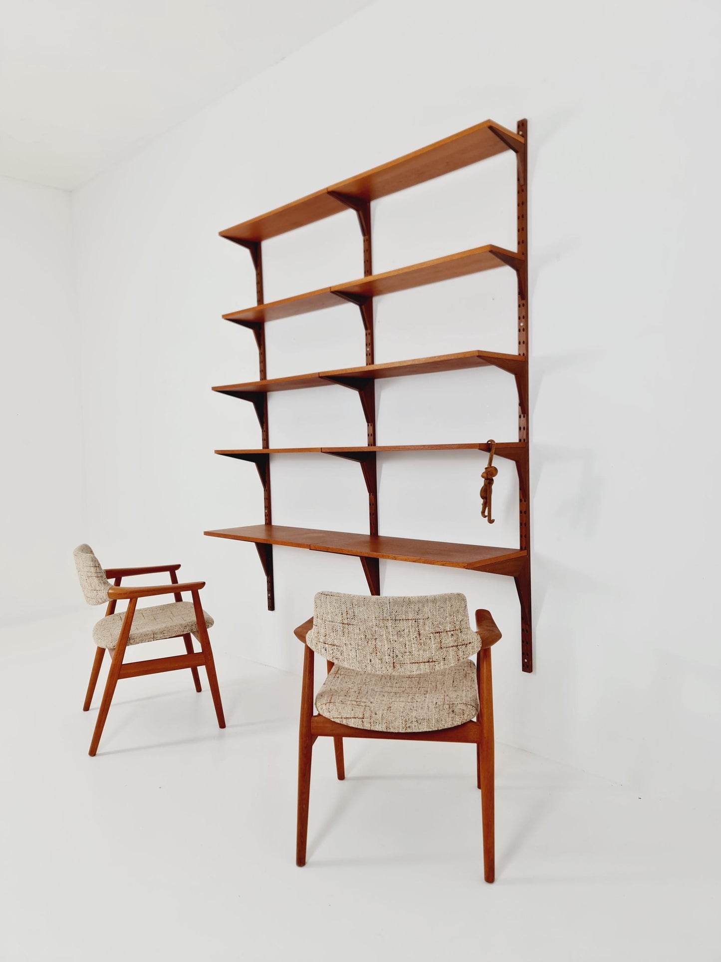 Midcentury Danish Teak Wall-Mounted Shelving Unit, by Royal for Poul Cadovius, 1960s