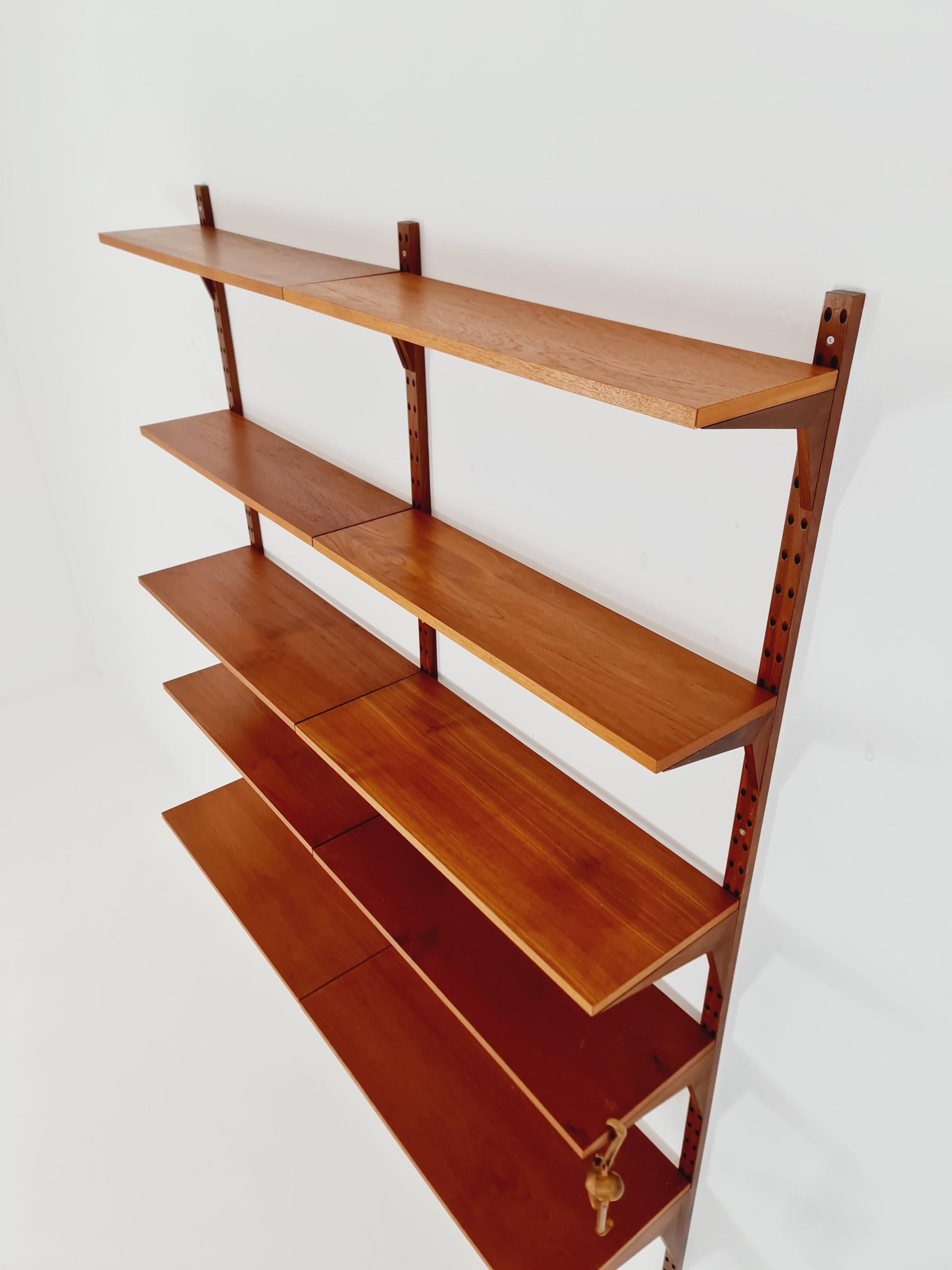 Midcentury Danish Teak Wall-Mounted Shelving Unit, by Royal for Poul Cadovius, 1960s