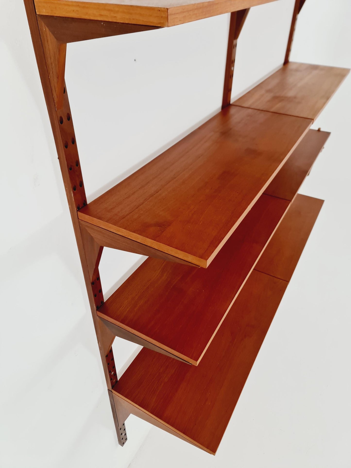 Midcentury Danish Teak Wall-Mounted Shelving Unit, by Royal for Poul Cadovius, 1960s
