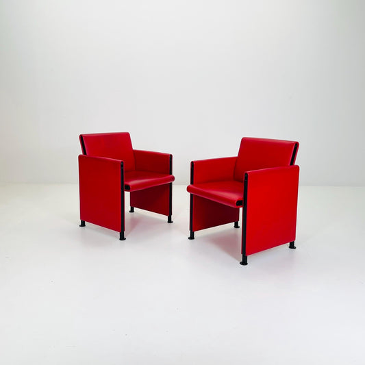 Set of 2 Postmodern Afra & Tobia Scarpa “Giulietta” armChairs by Meritalia Italy 1980s