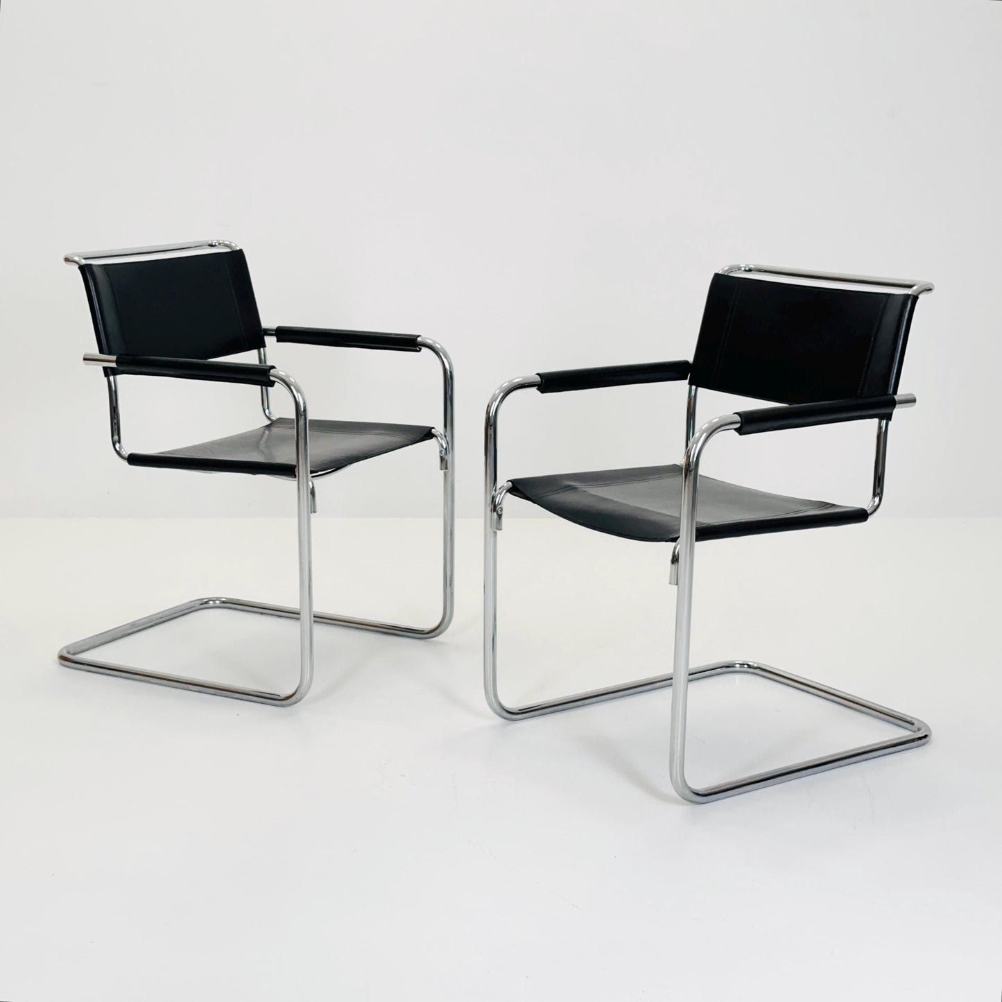 Set of 2 Bauhaus Mart Stam S34 armChairs for Linea Fiam Italy 1980s