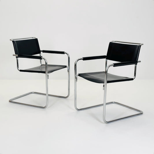 Set of 2 Bauhaus Mart Stam S34 armChairs for Linea Fiam Italy 1980s