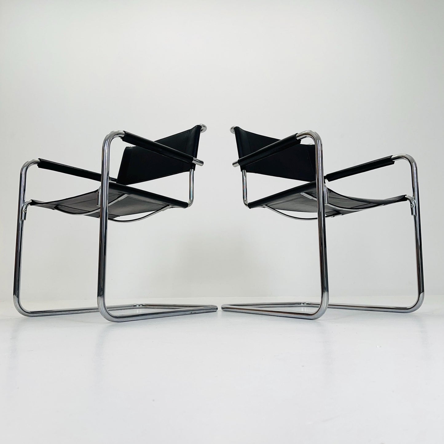 Set of 2 Bauhaus Mart Stam S34 armChairs for Linea Fiam Italy 1980s