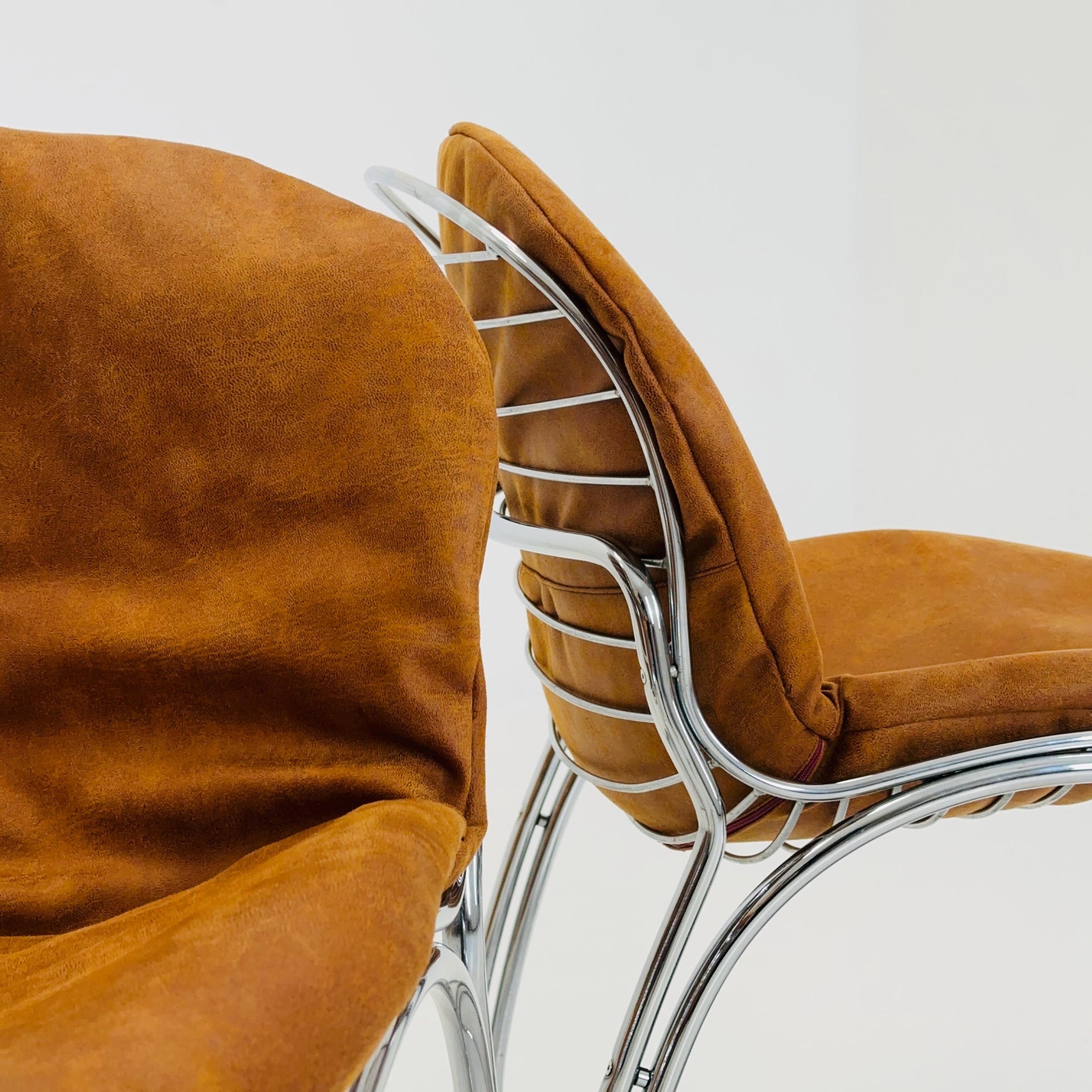 Set of 2 Mid century Bauhaus Sabrina dining chairs by Gaston’s Rinaldi for Rima ,1970s Italy