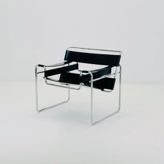 Mid century black B3 WASSILY Bauhaus Lounge armchair by Marcel Brauer 1980s Italy