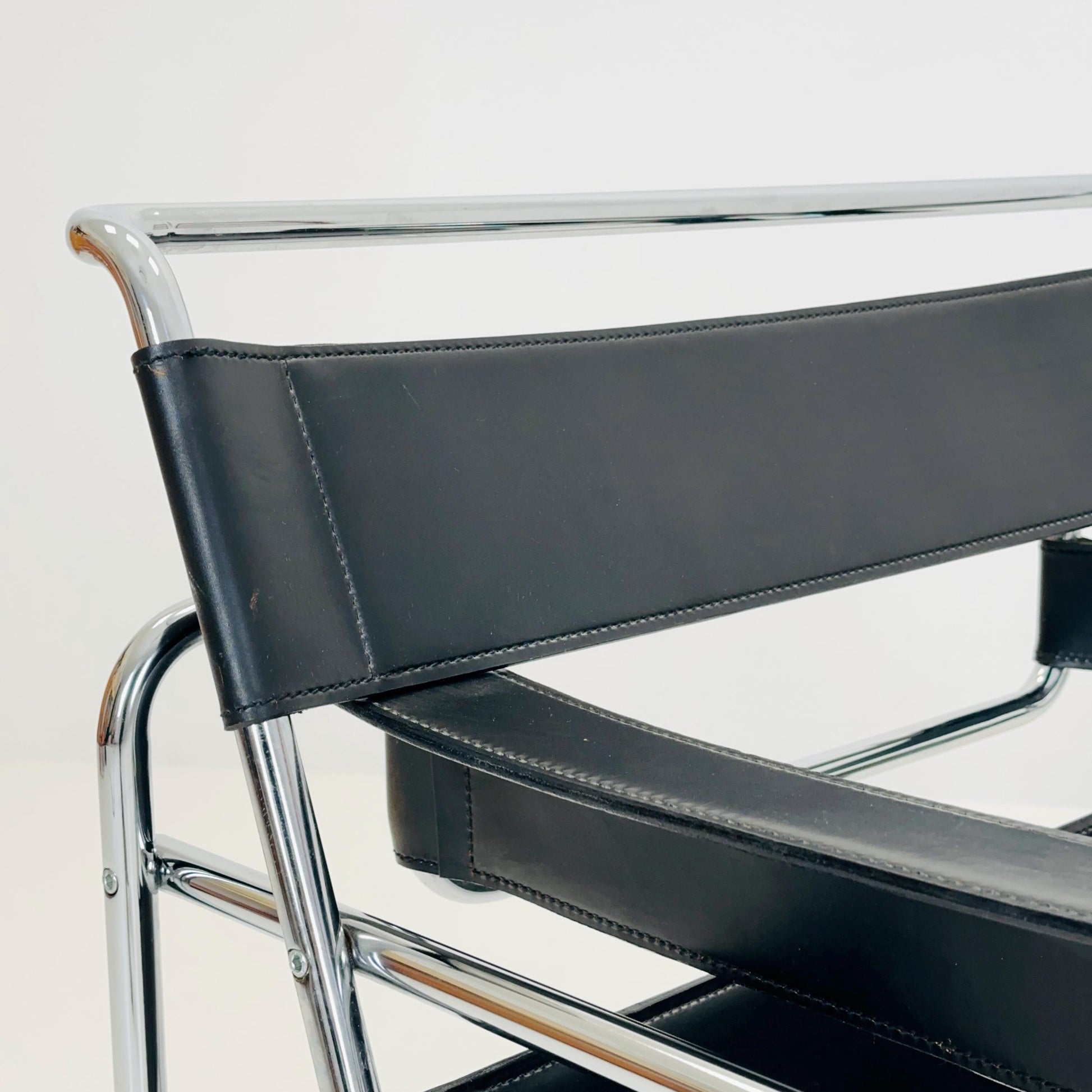 Mid century black B3 WASSILY Bauhaus Lounge armchair by Marcel Brauer 1980s Italy