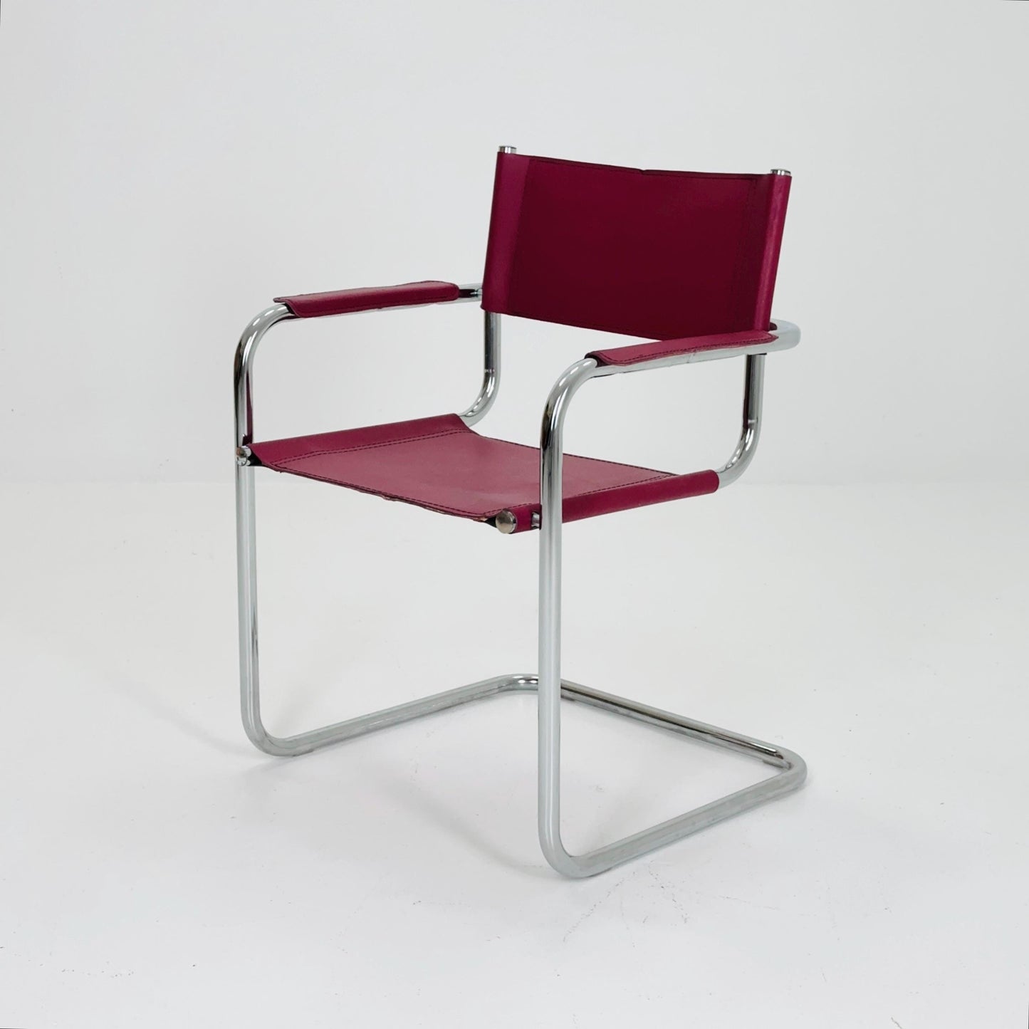 Mid century wine red Model MG5 Centro Studi wine red chair by Mart Stam & Marcel Breuer , 1970s
