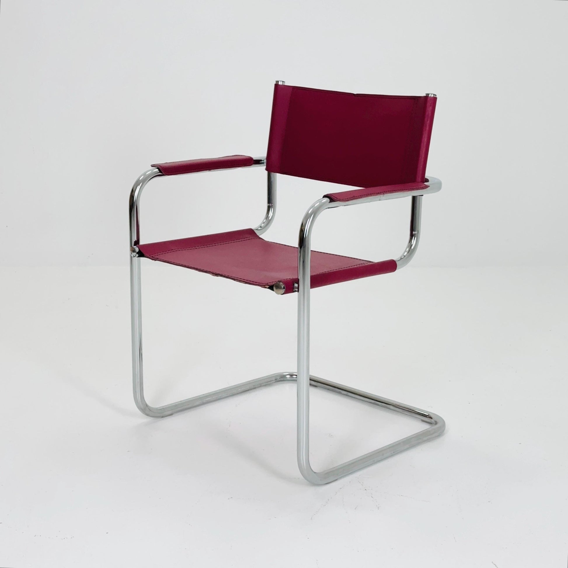 Mid century wine red Model MG5 Centro Studi wine red chair by Mart Stam & Marcel Breuer , 1970s