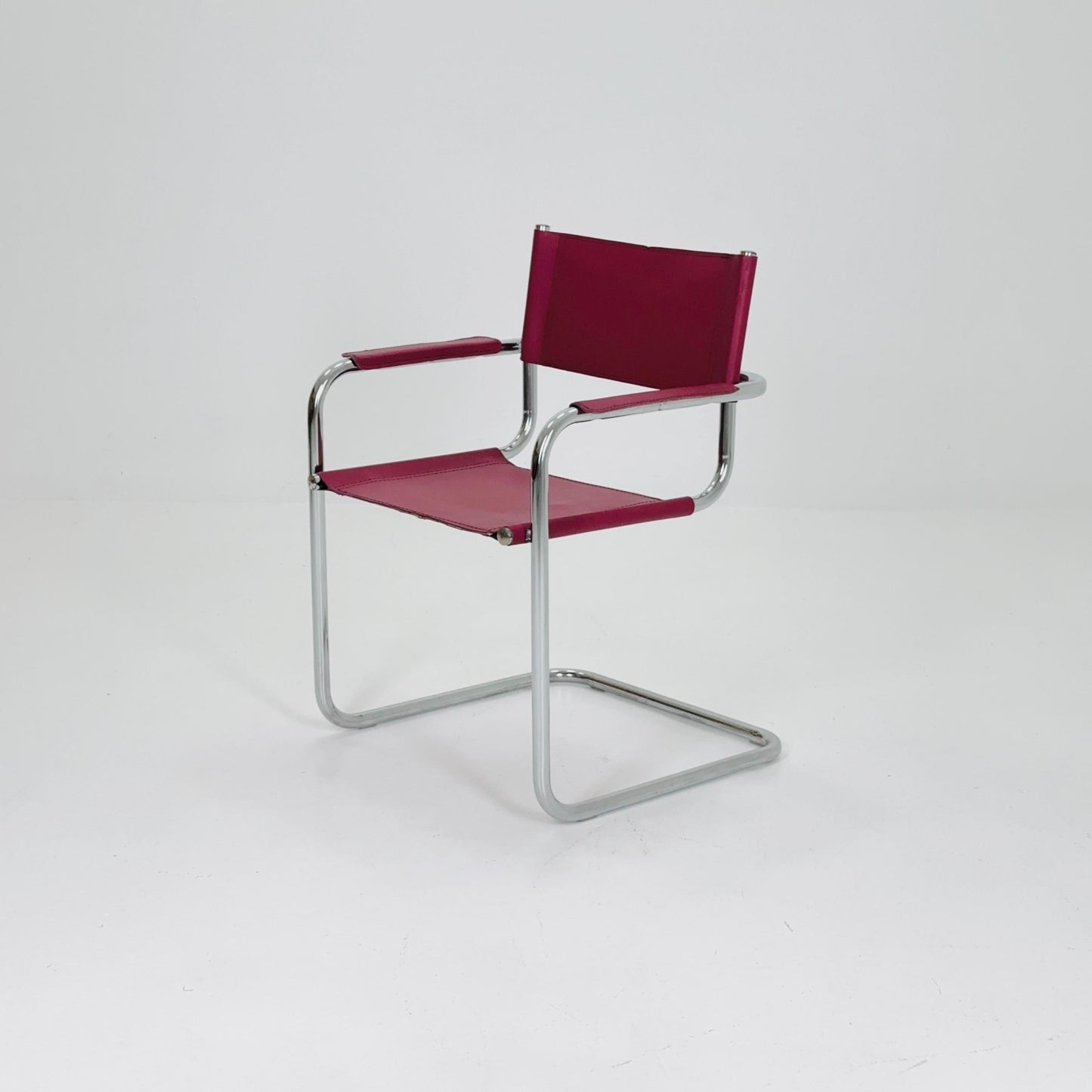 Mid century wine red Model MG5 Centro Studi wine red chair by Mart Stam & Marcel Breuer , 1970s